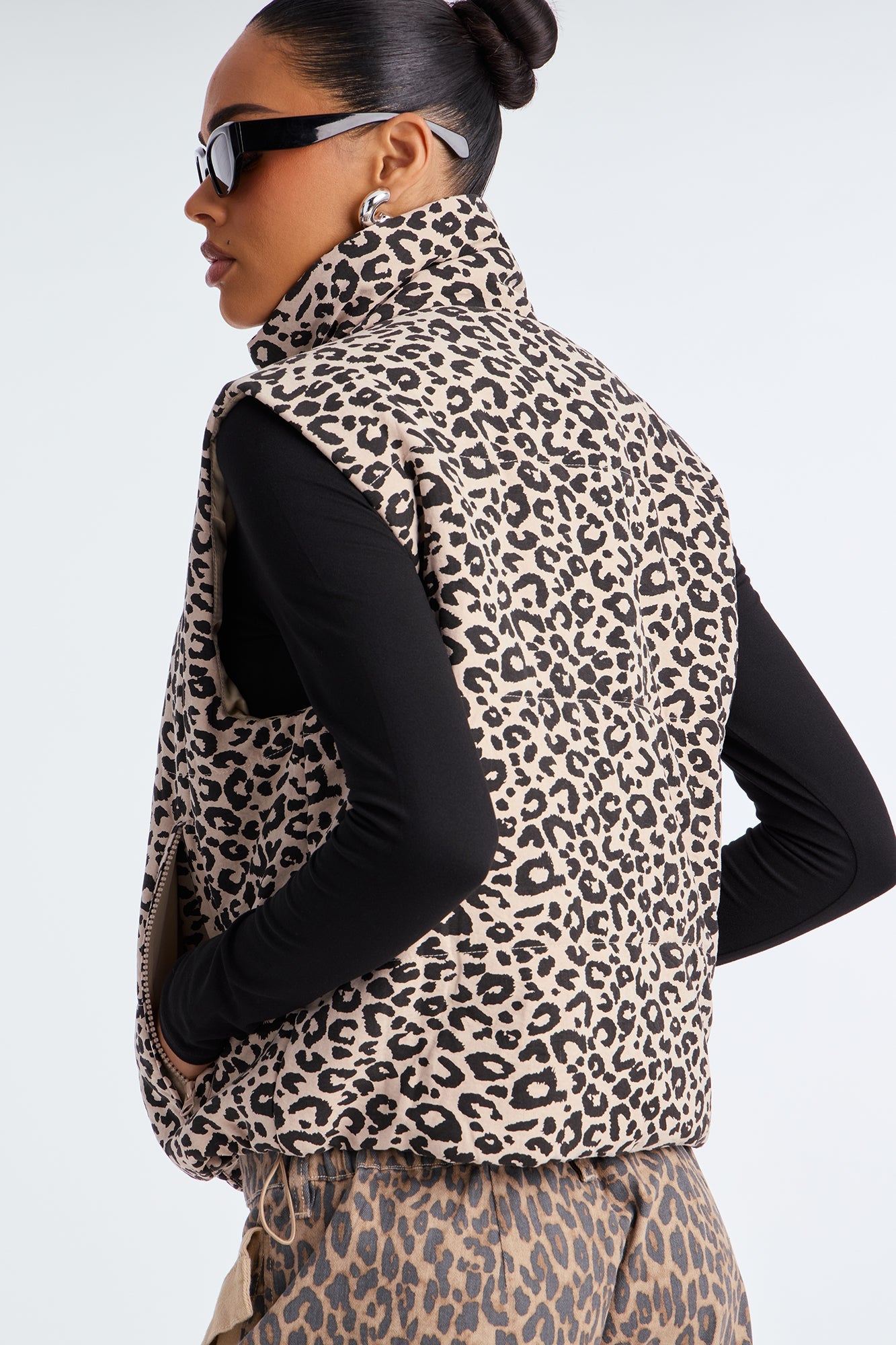 Lana Leopard Puffer Vest - Leopard