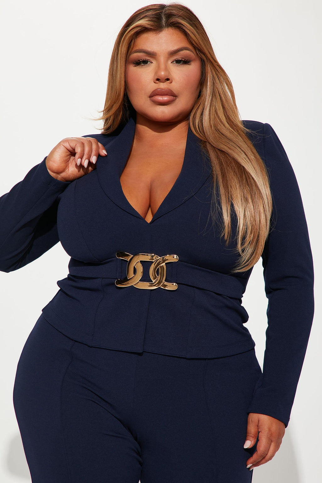 Justine Wide Leg Pant Set - Navy