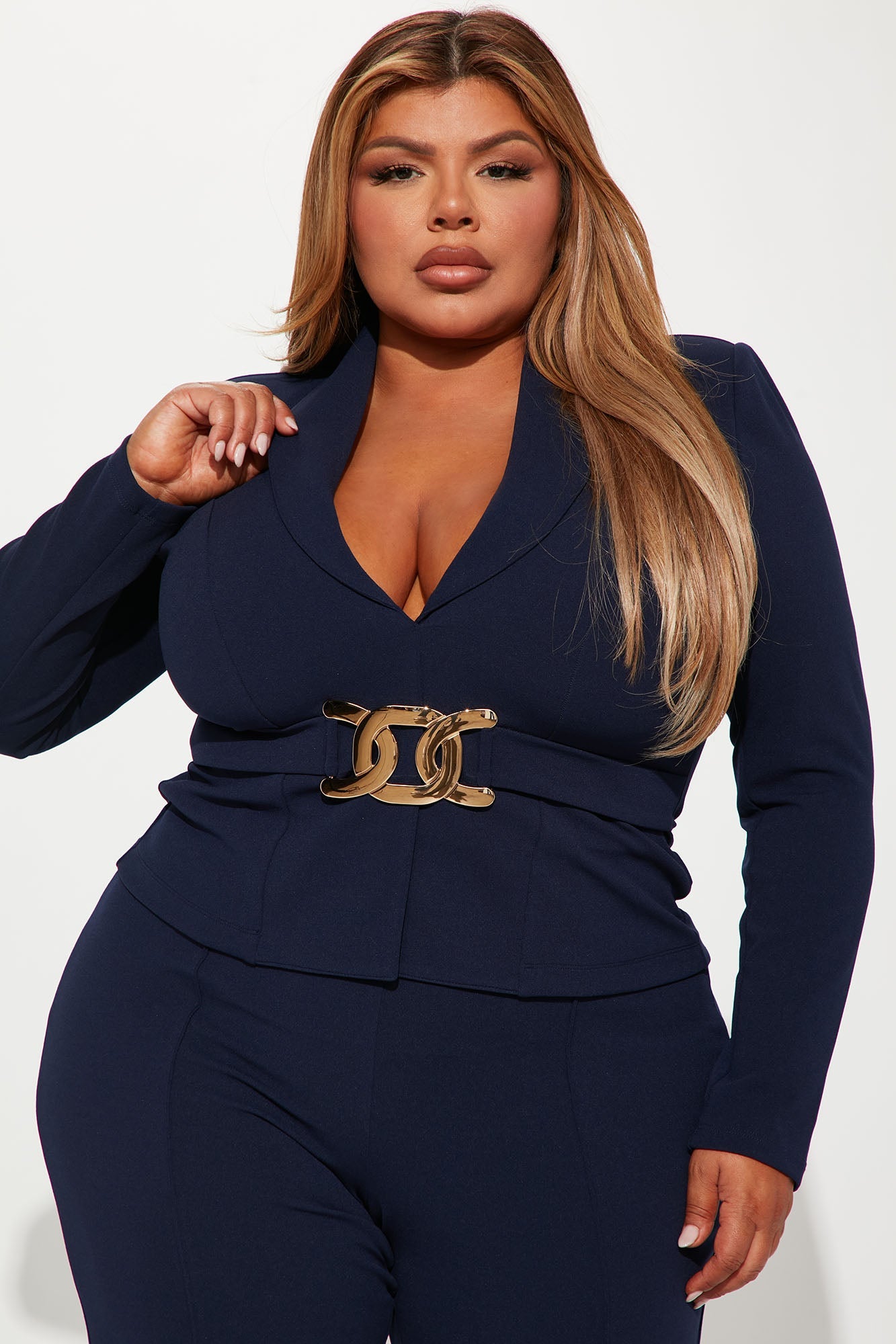 Justine Wide Leg Pant Set - Navy