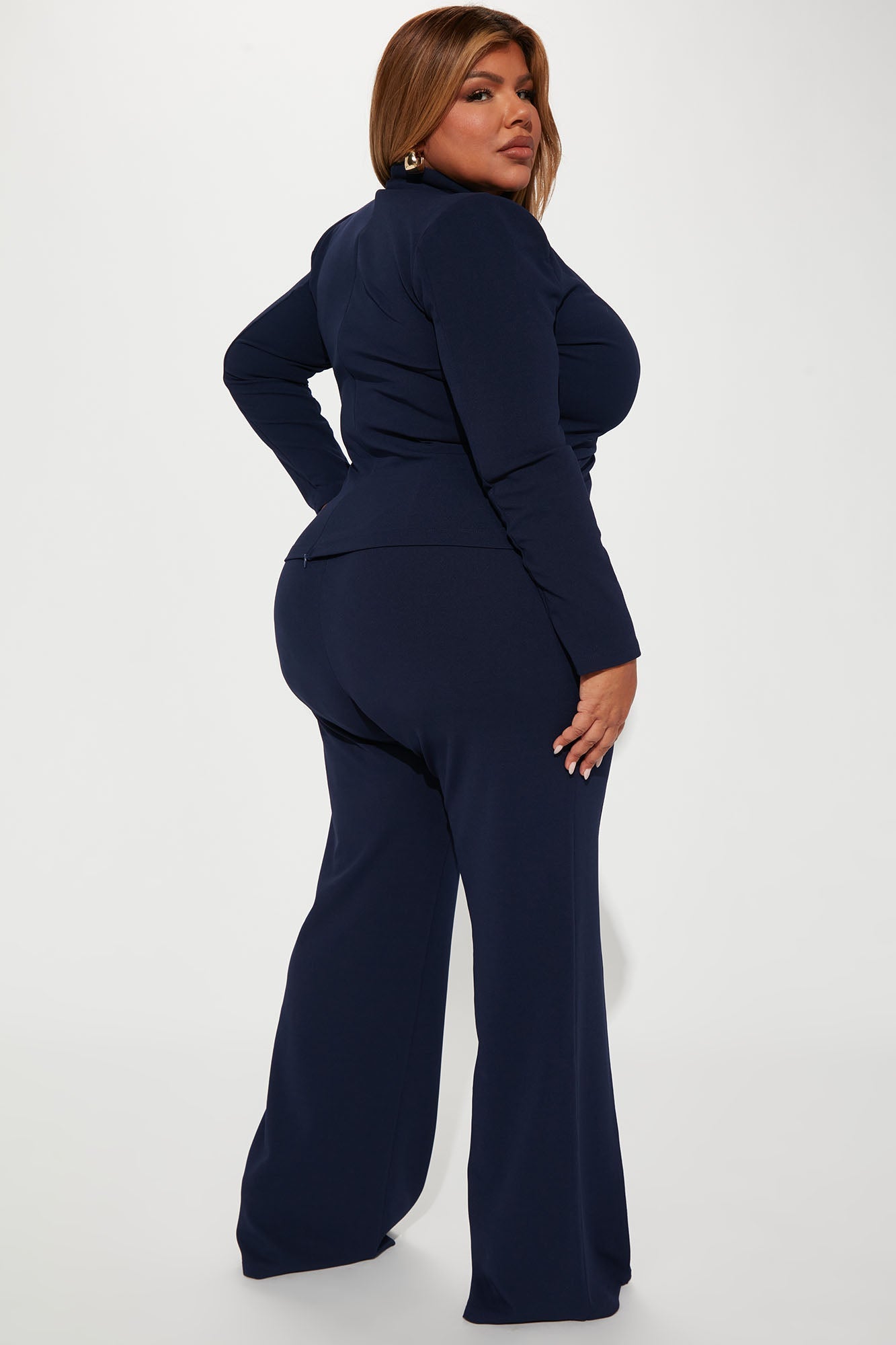Justine Wide Leg Pant Set - Navy