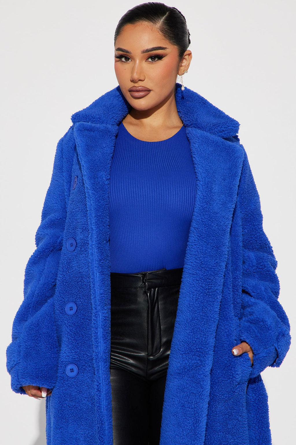 Treat Yourself  Sherpa Coat - Royal
