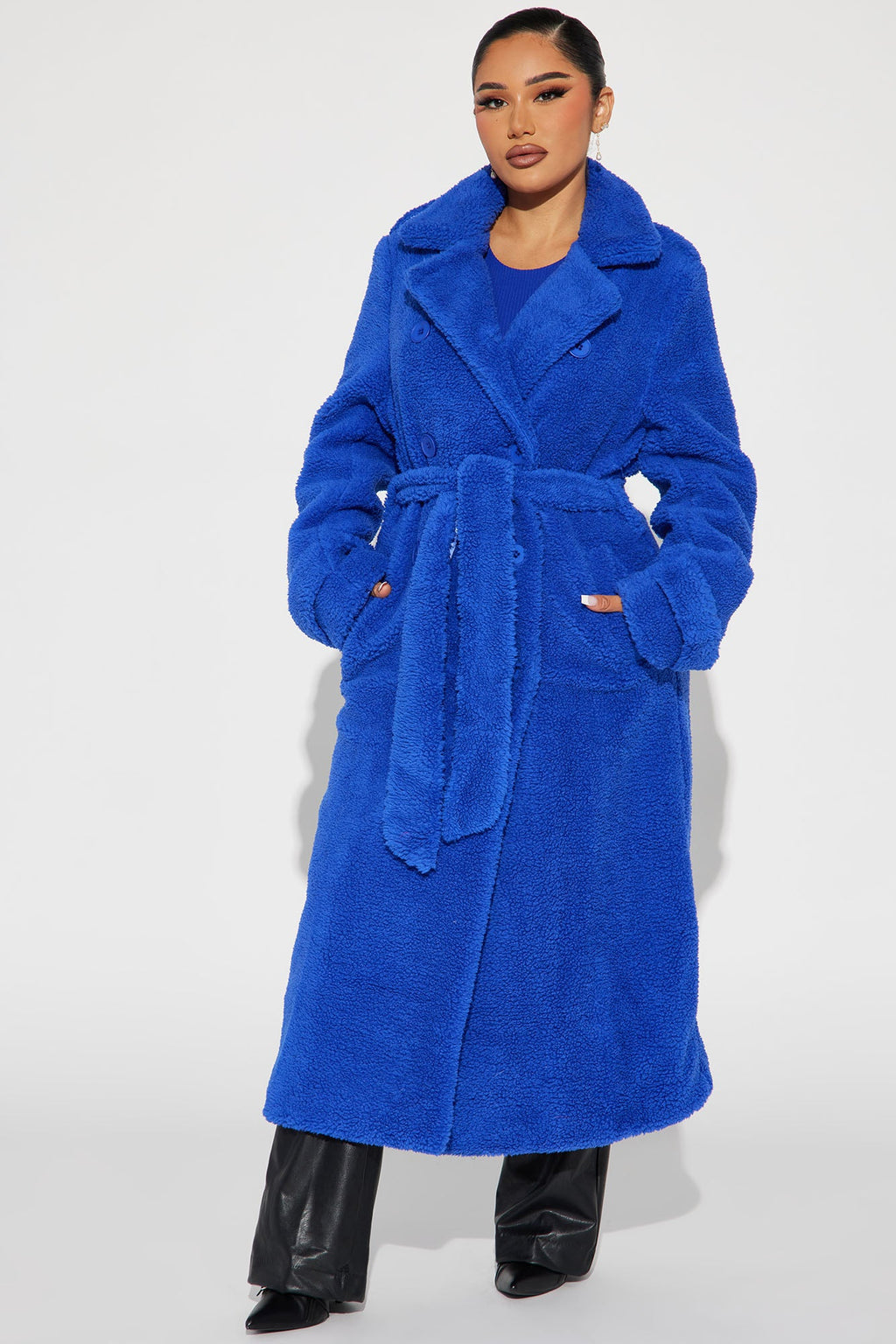 Treat Yourself  Sherpa Coat - Royal