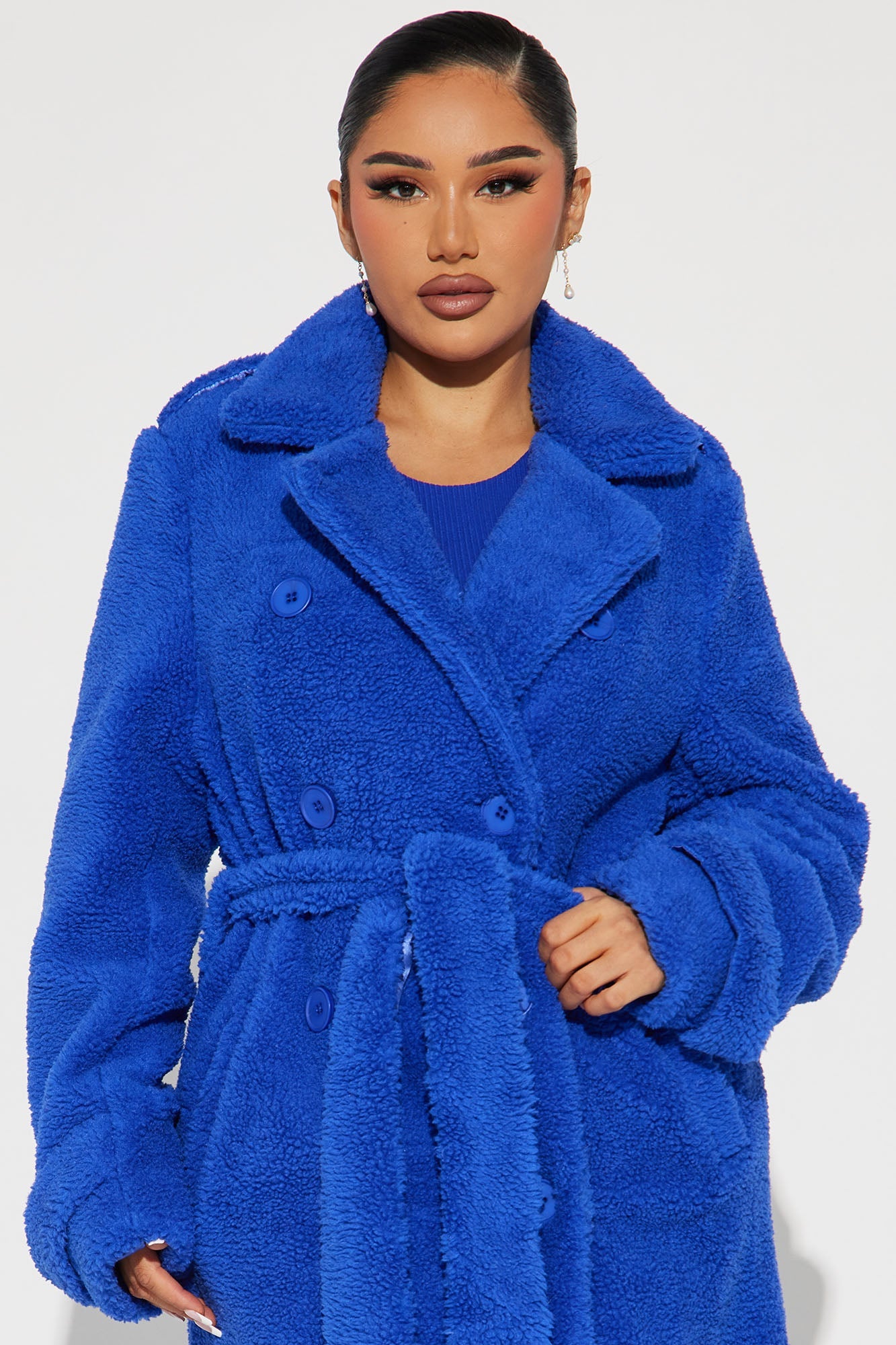 Treat Yourself  Sherpa Coat - Royal