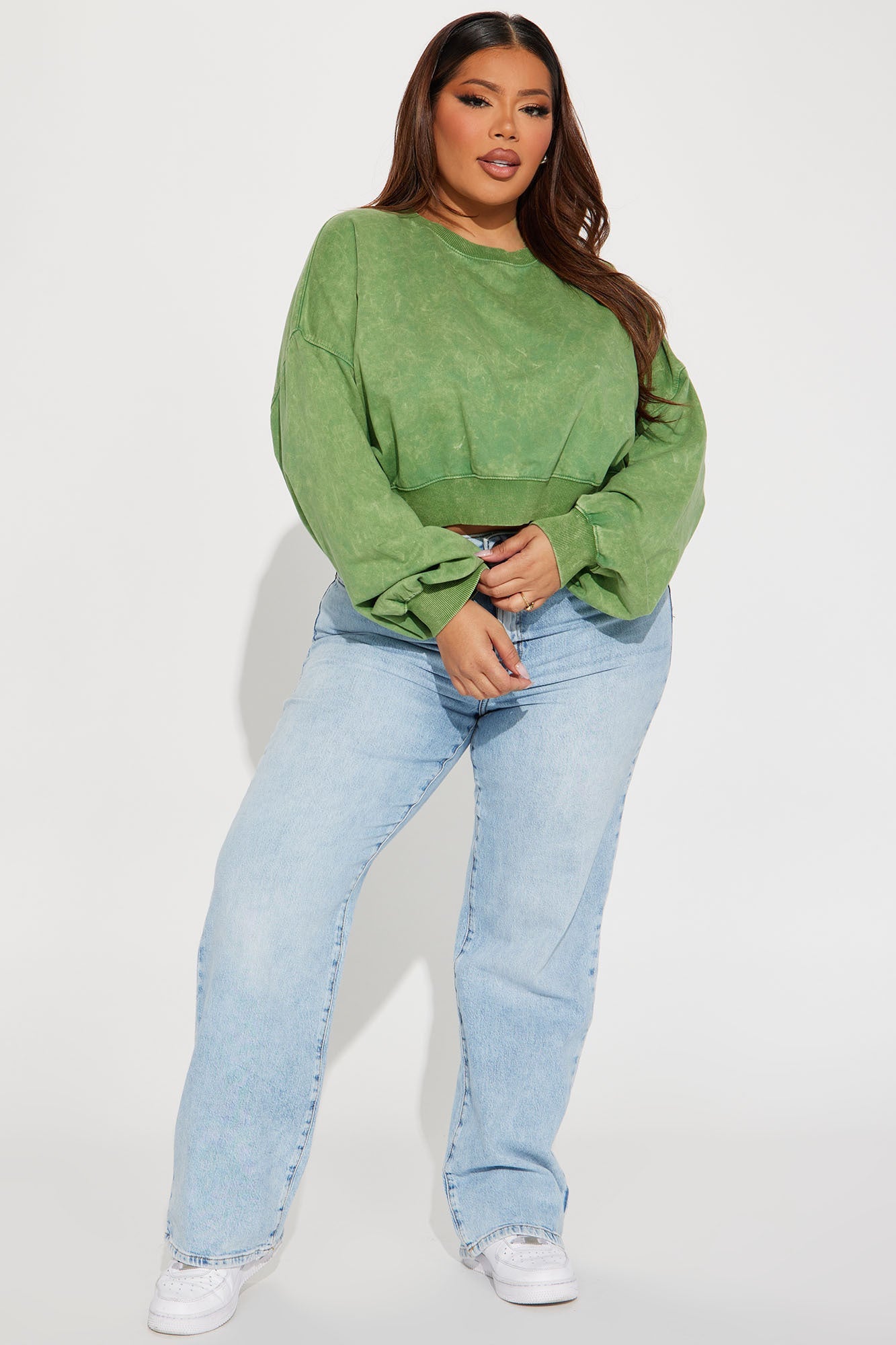 Rylee Washed Lounge Sweatshirt - Green