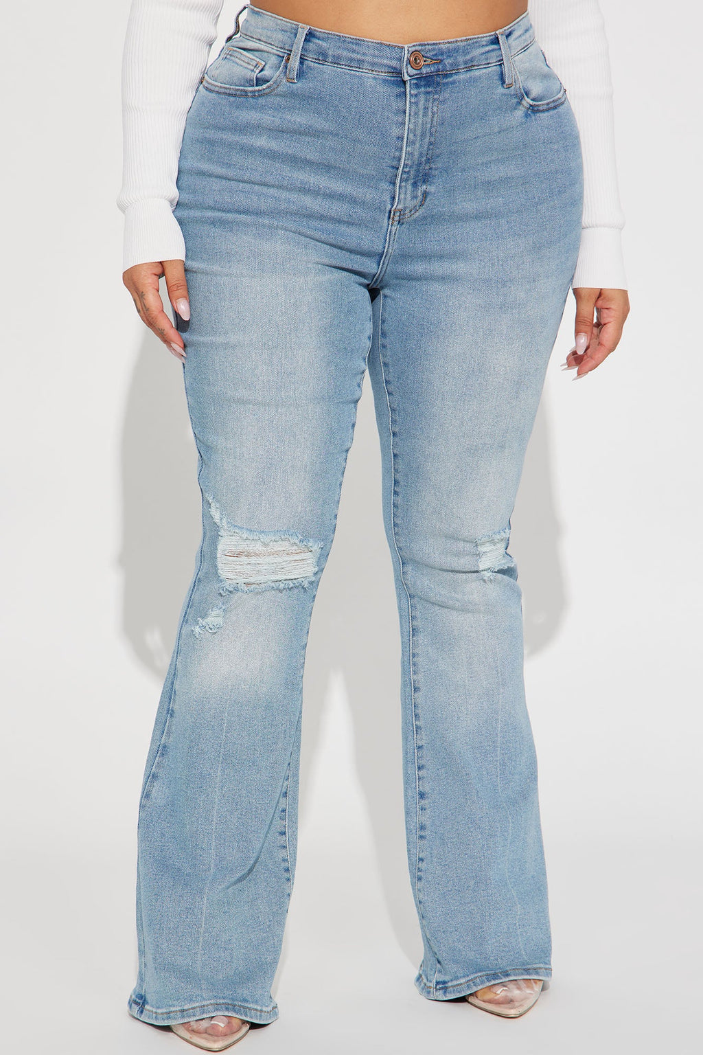 Every Now And Then Stretch Flare Jeans - Light Wash