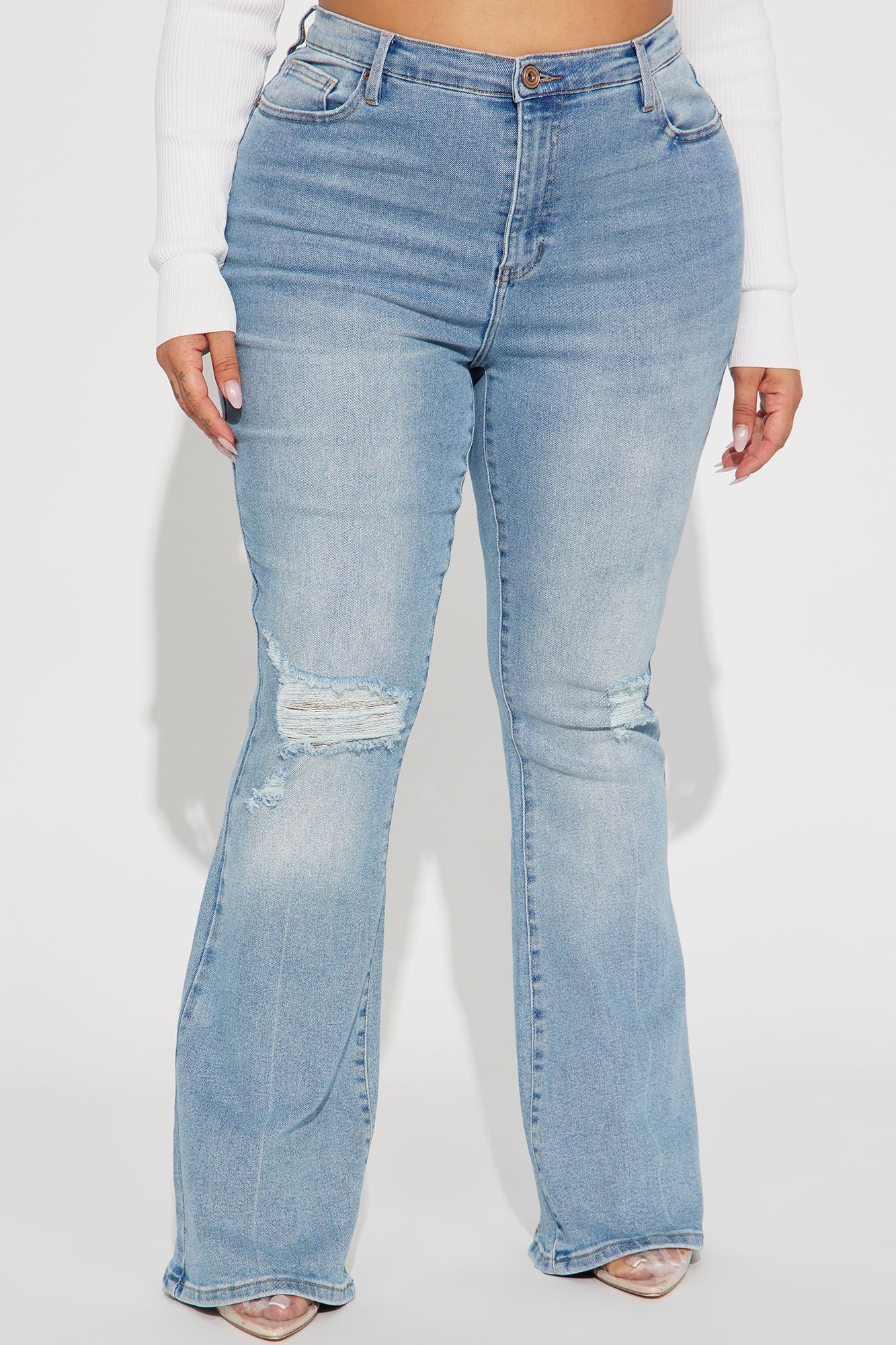 Every Now And Then Stretch Flare Jeans - Light Wash