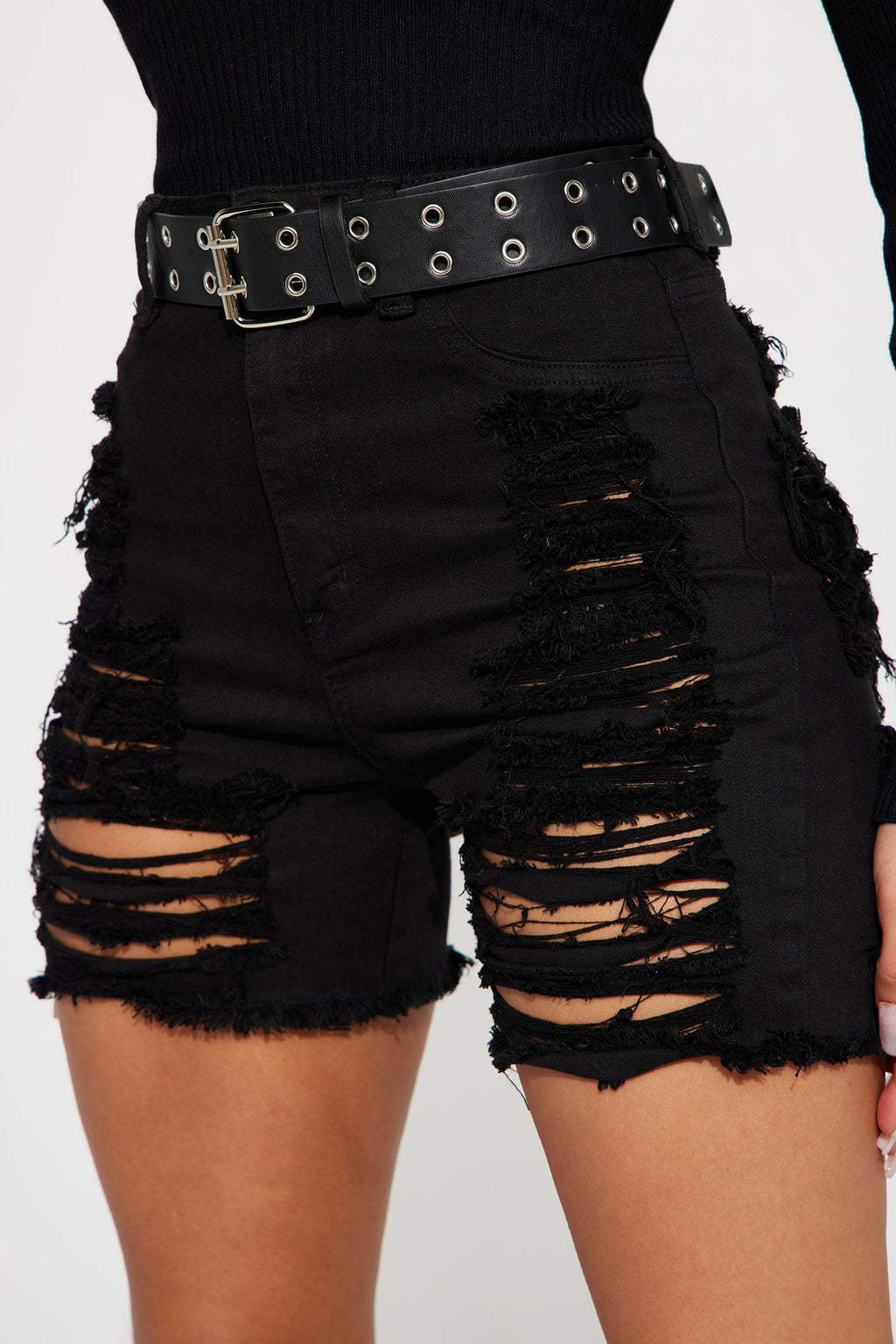 Yes Now Distressed Bermuda Shorts - Black