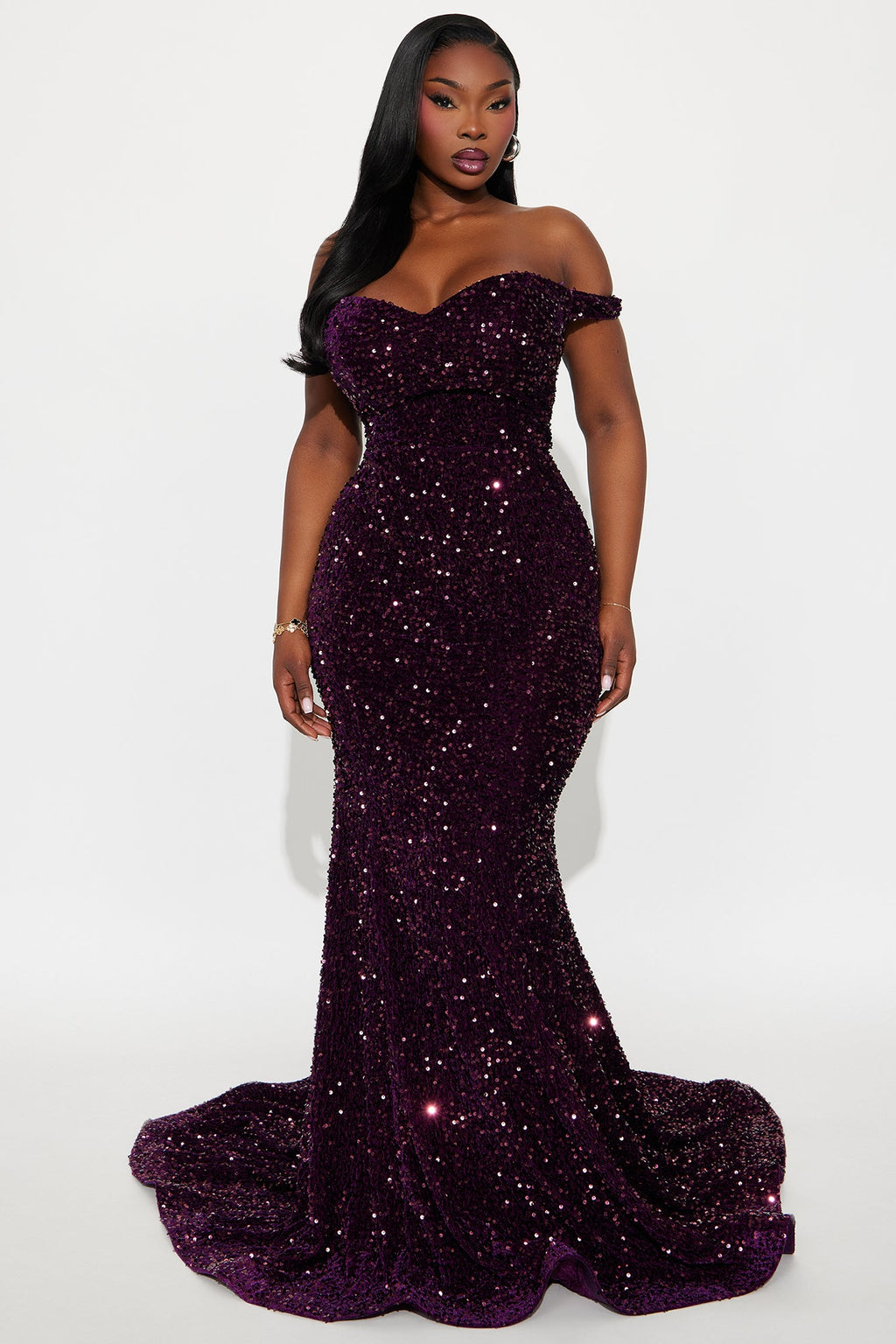 Alora Sequin Maxi Gown - Plum