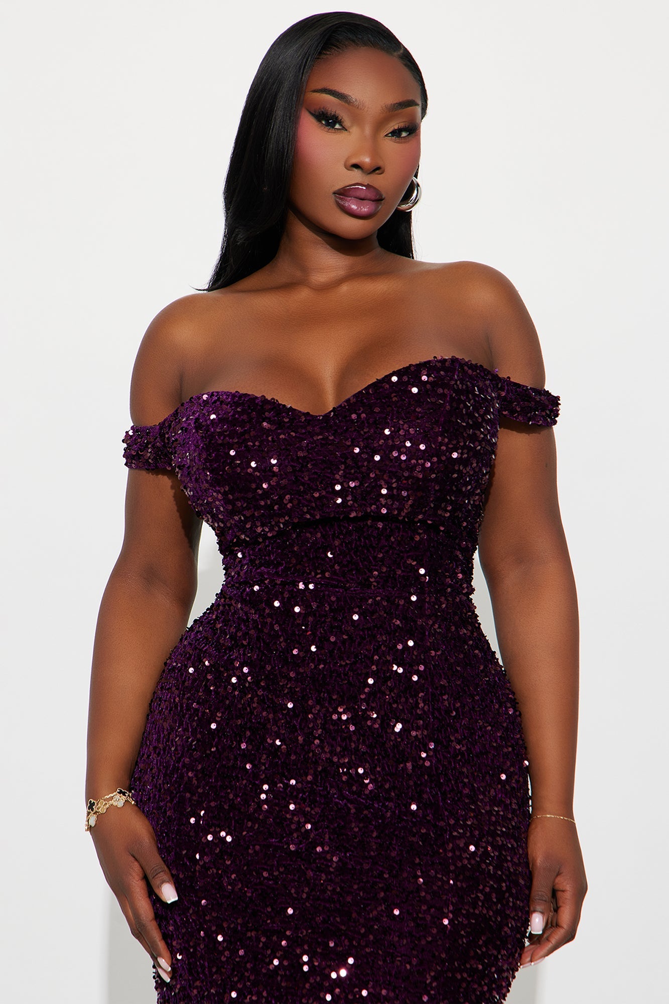 Alora Sequin Maxi Gown - Plum