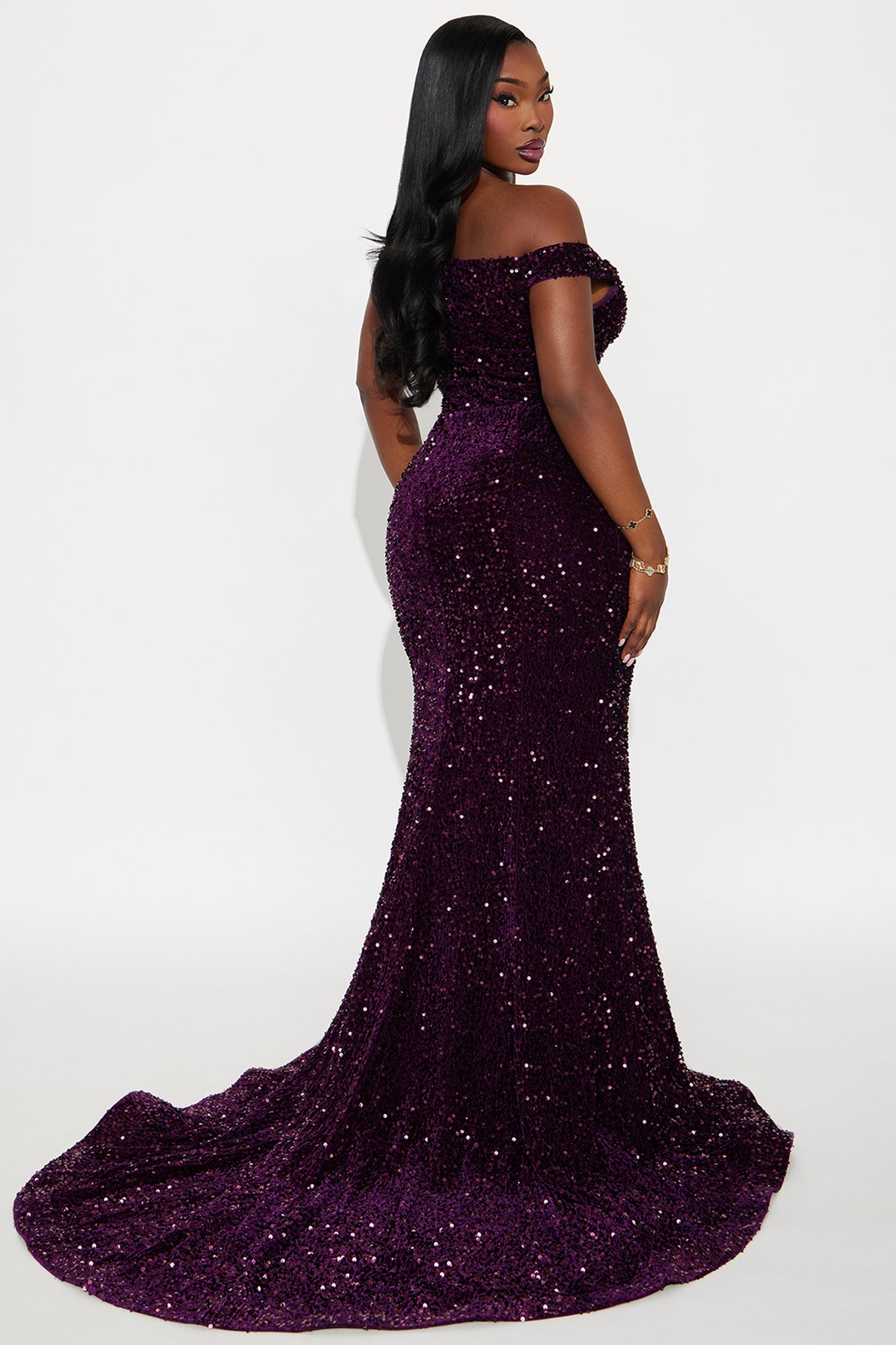 Alora Sequin Maxi Gown - Plum