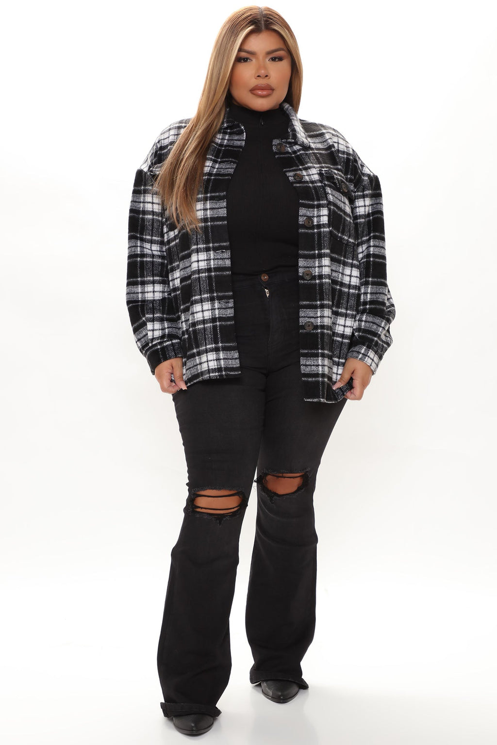 Jessie Mid Rise Distressed Bootcut Jean - Black