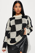 Make Your Move Checkered Sweater - Taupe/combo