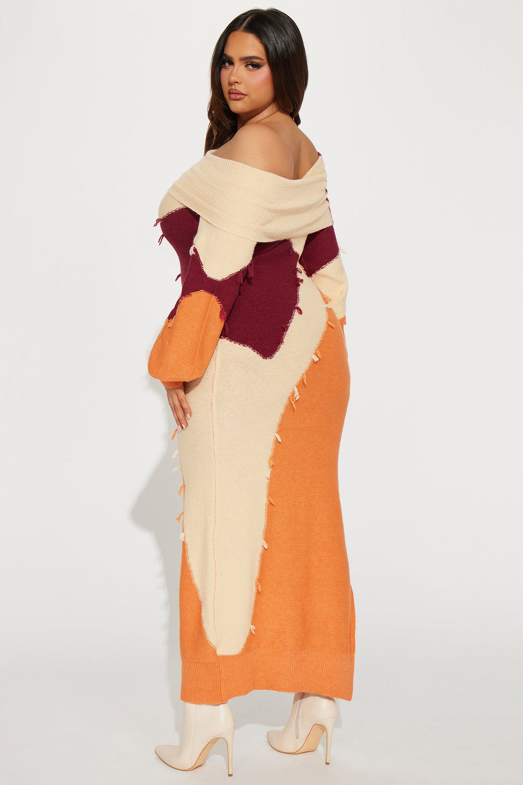Ivy Sweater Maxi Dress - Orange/combo