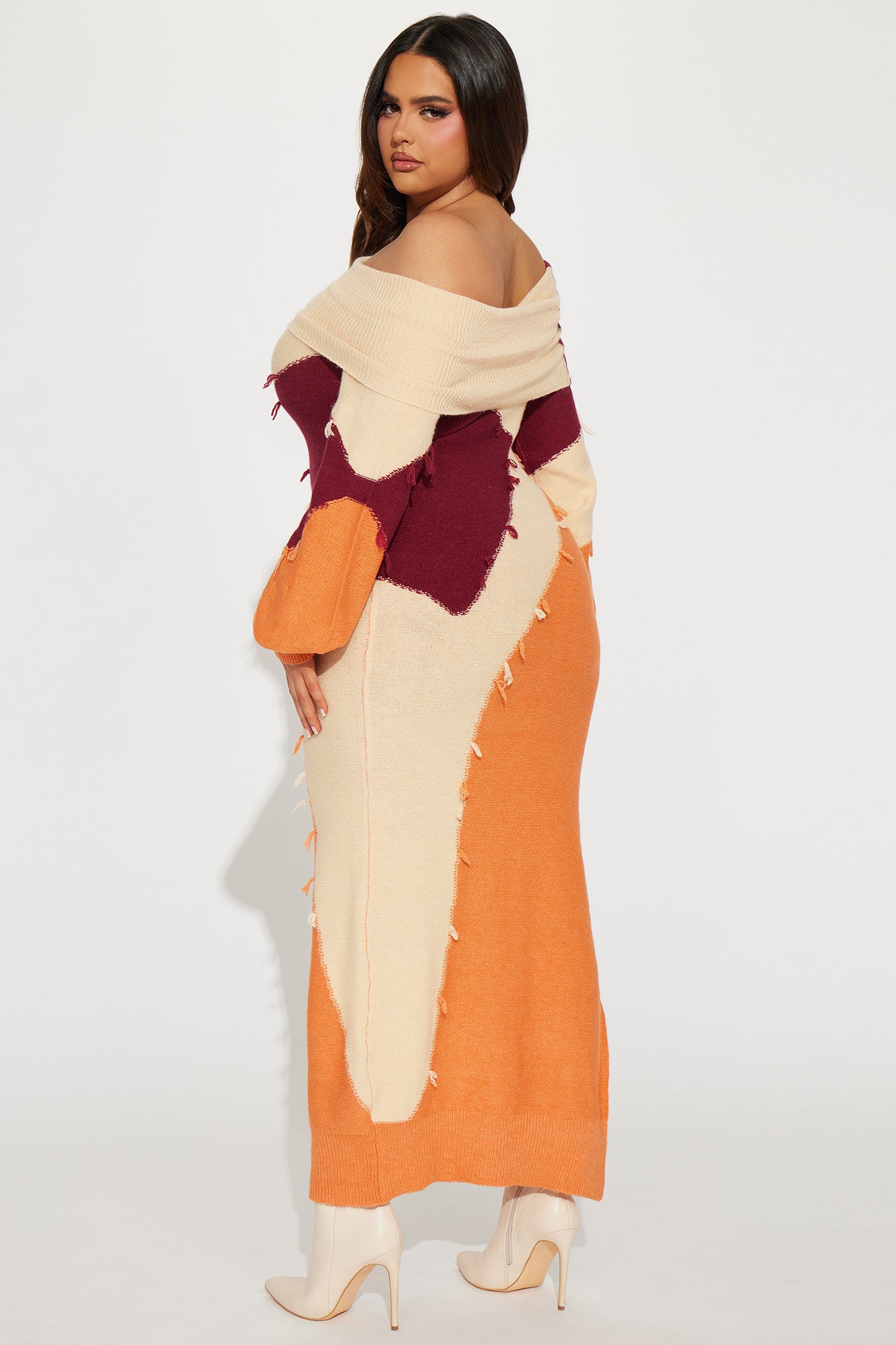 Ivy Sweater Maxi Dress - Orange/combo
