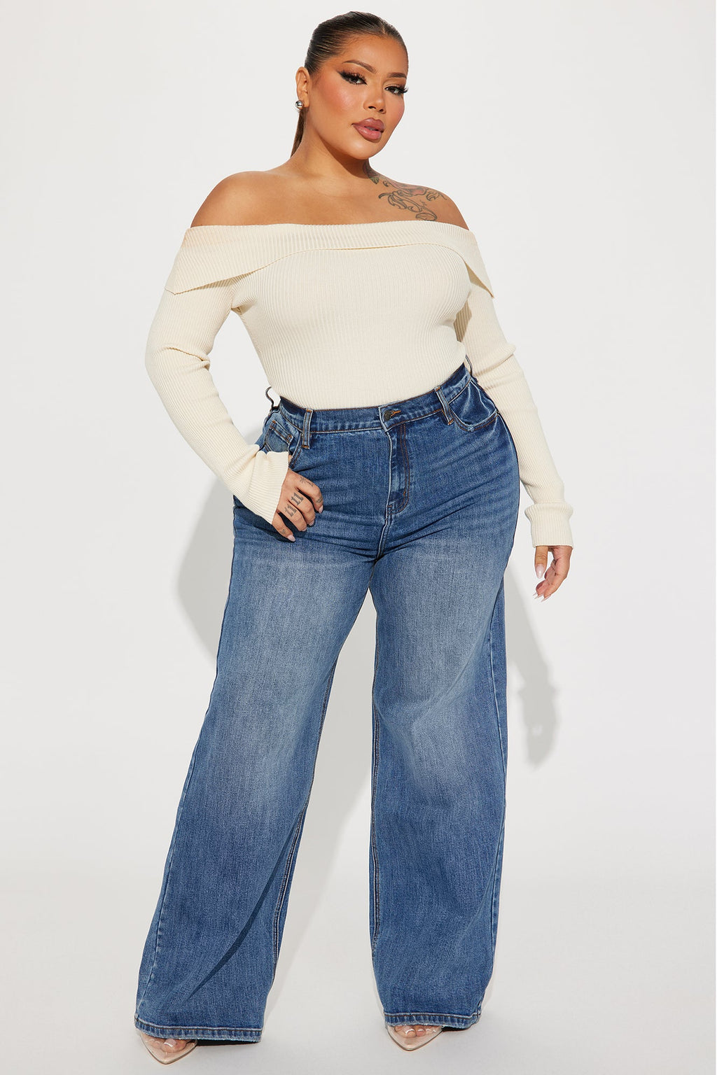 Yours Forever Low Stretch Baggy Jeans - Medium Wash