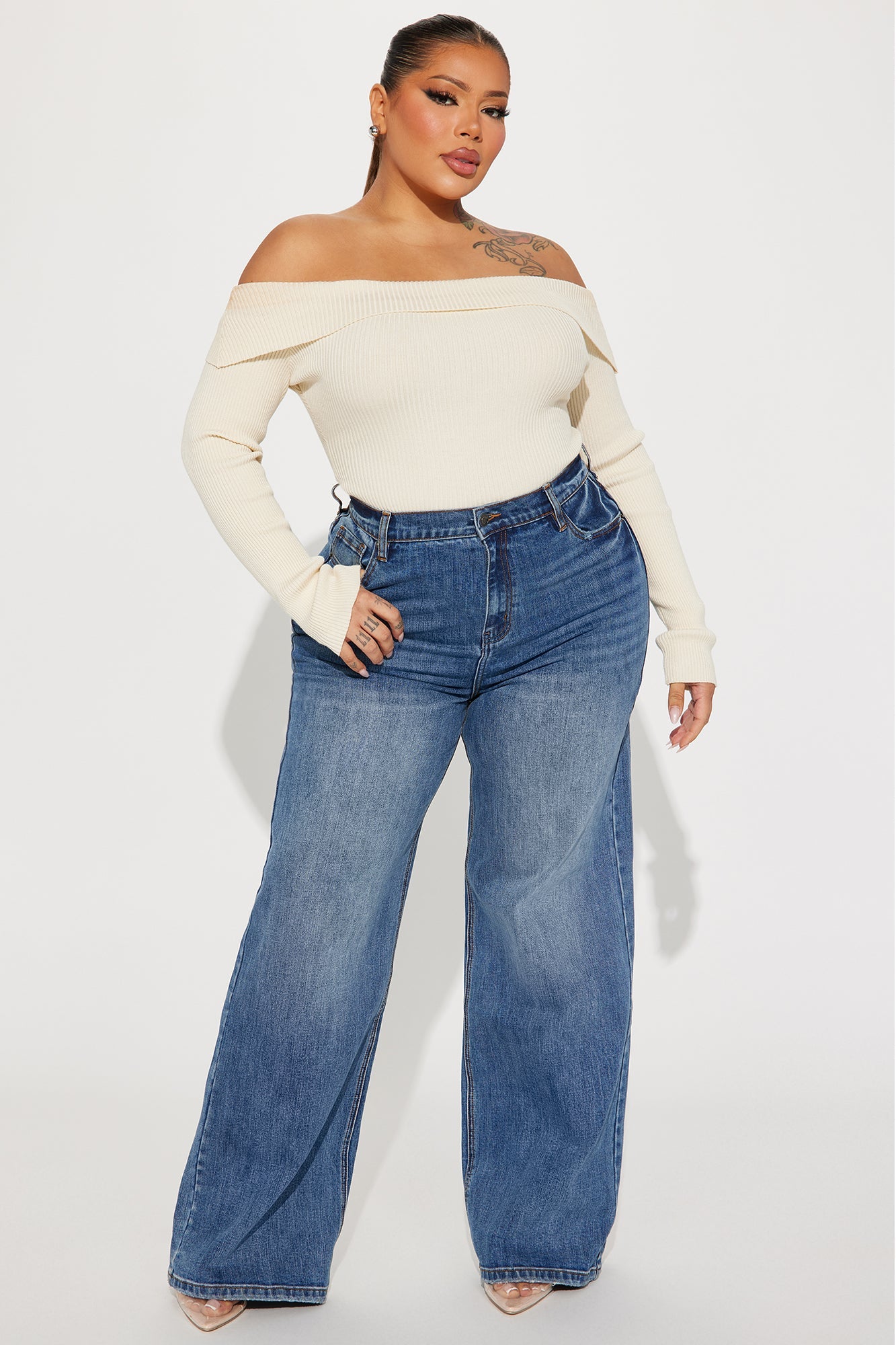 Yours Forever Low Stretch Baggy Jeans - Medium Wash