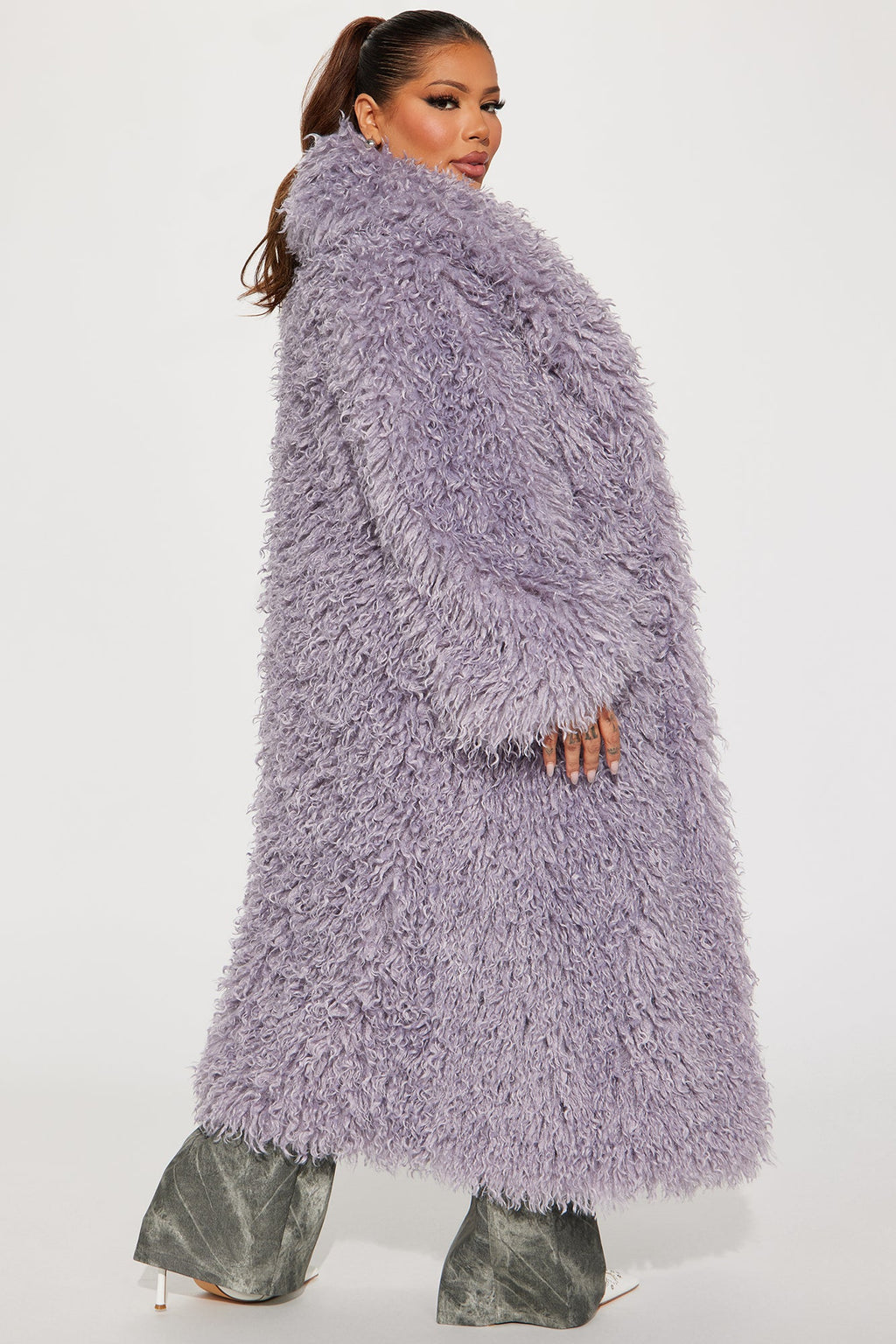 Feelin' Extra Faux Fur Coat - Lavender