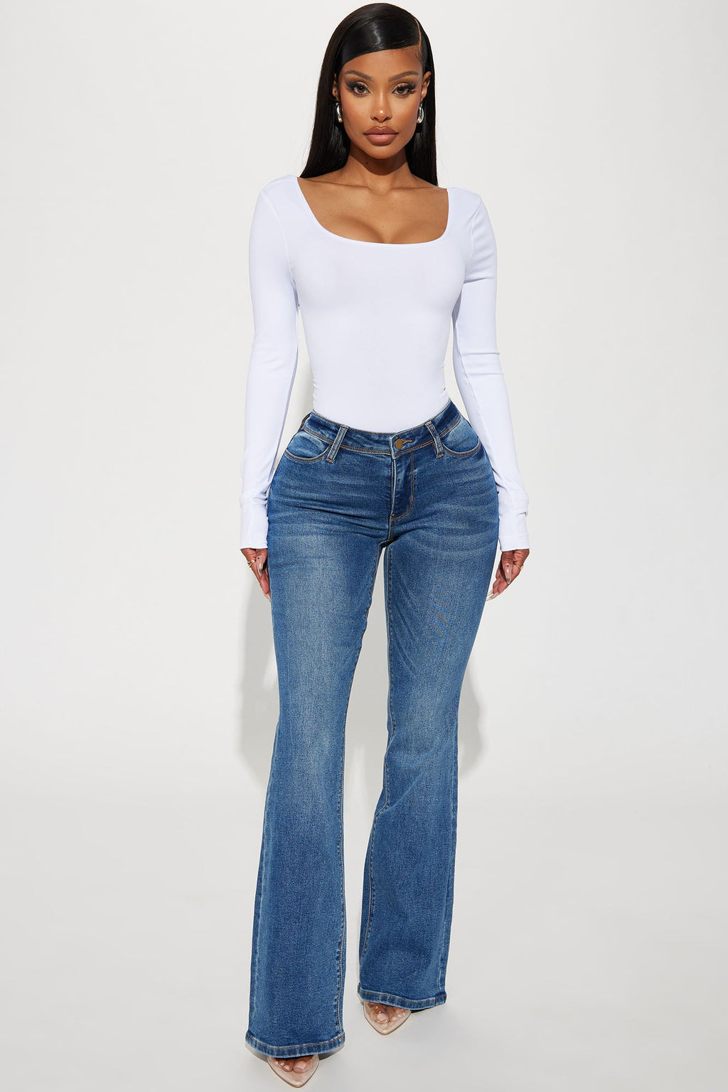 Lost Without You Soft Stretch Bootcut Jeans - Dark Wash