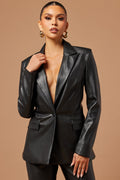 Sydney Faux Leather Blazer Jacket - Black