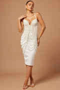 Caterina Pearl Midi Dress - White