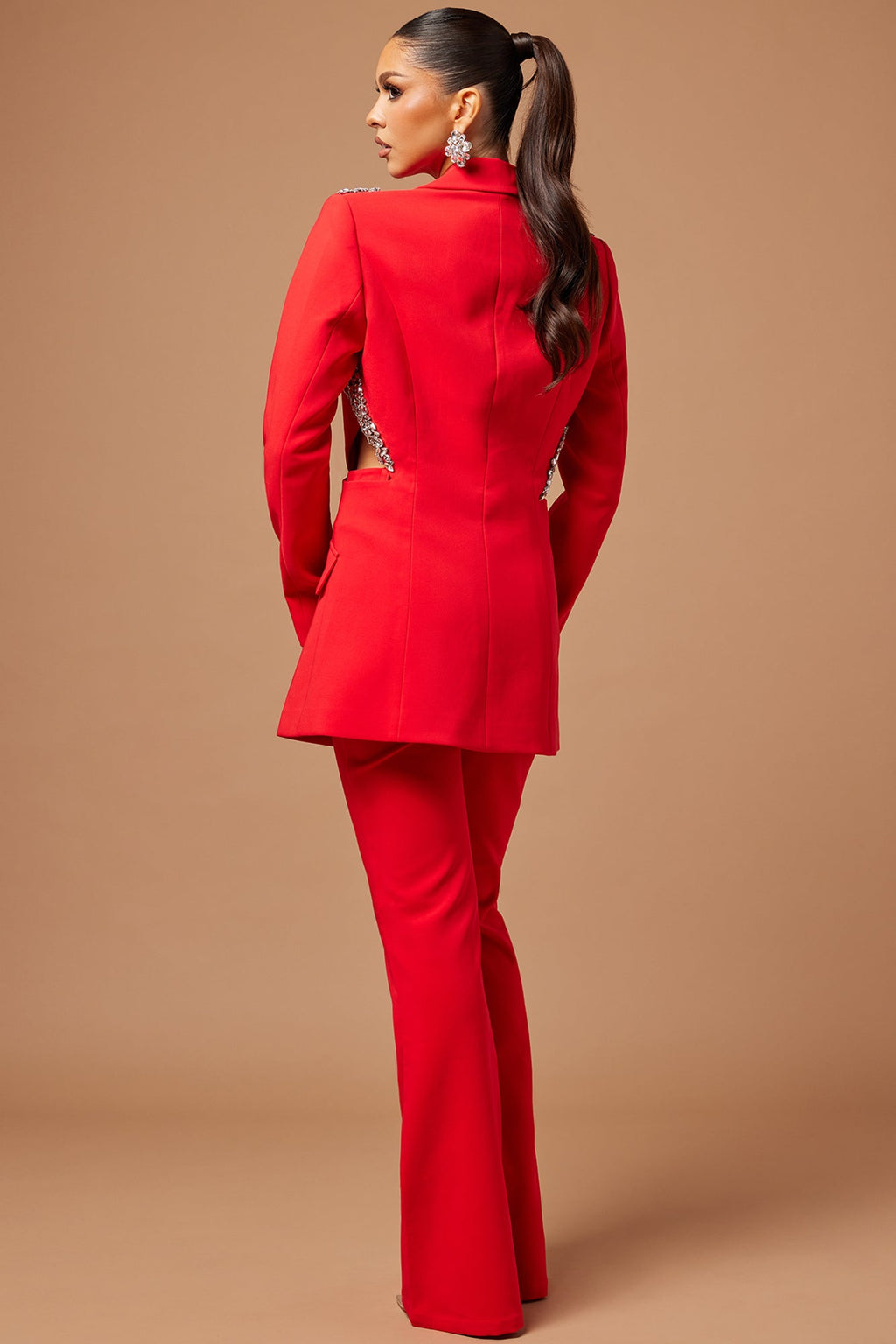 Claire Embellished Suit Set - Red