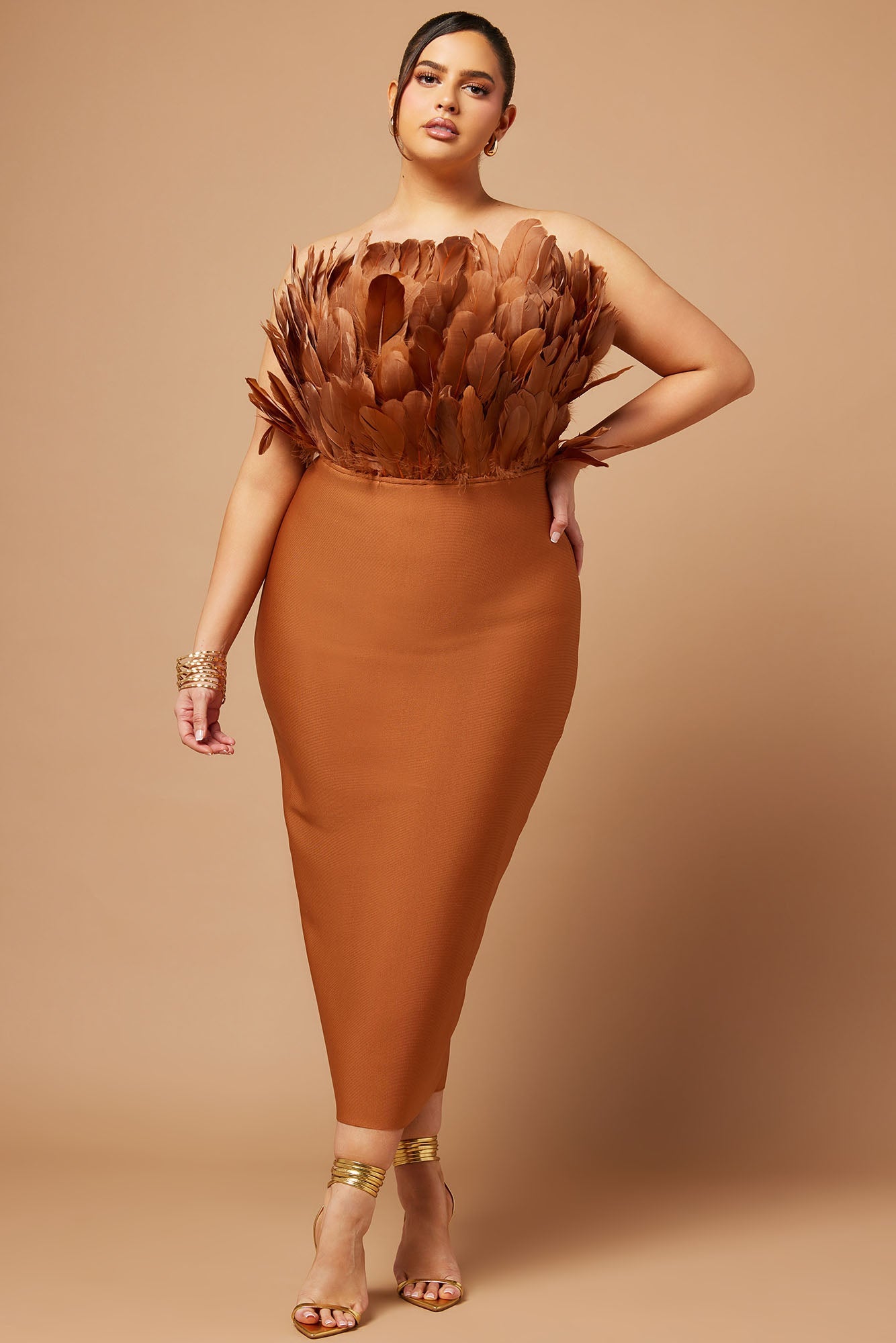 Marianna Bandage Midi Dress - Bronze