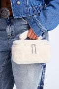 Cozy Kiss Sherpa Crossbody Handbag - Ivory