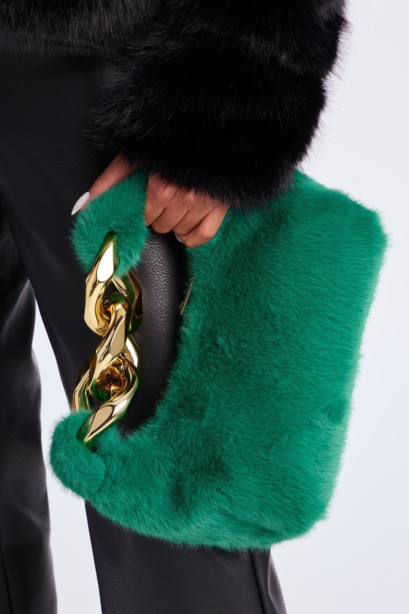 It Gurl Faux Fur Shoulder Handbag - Green