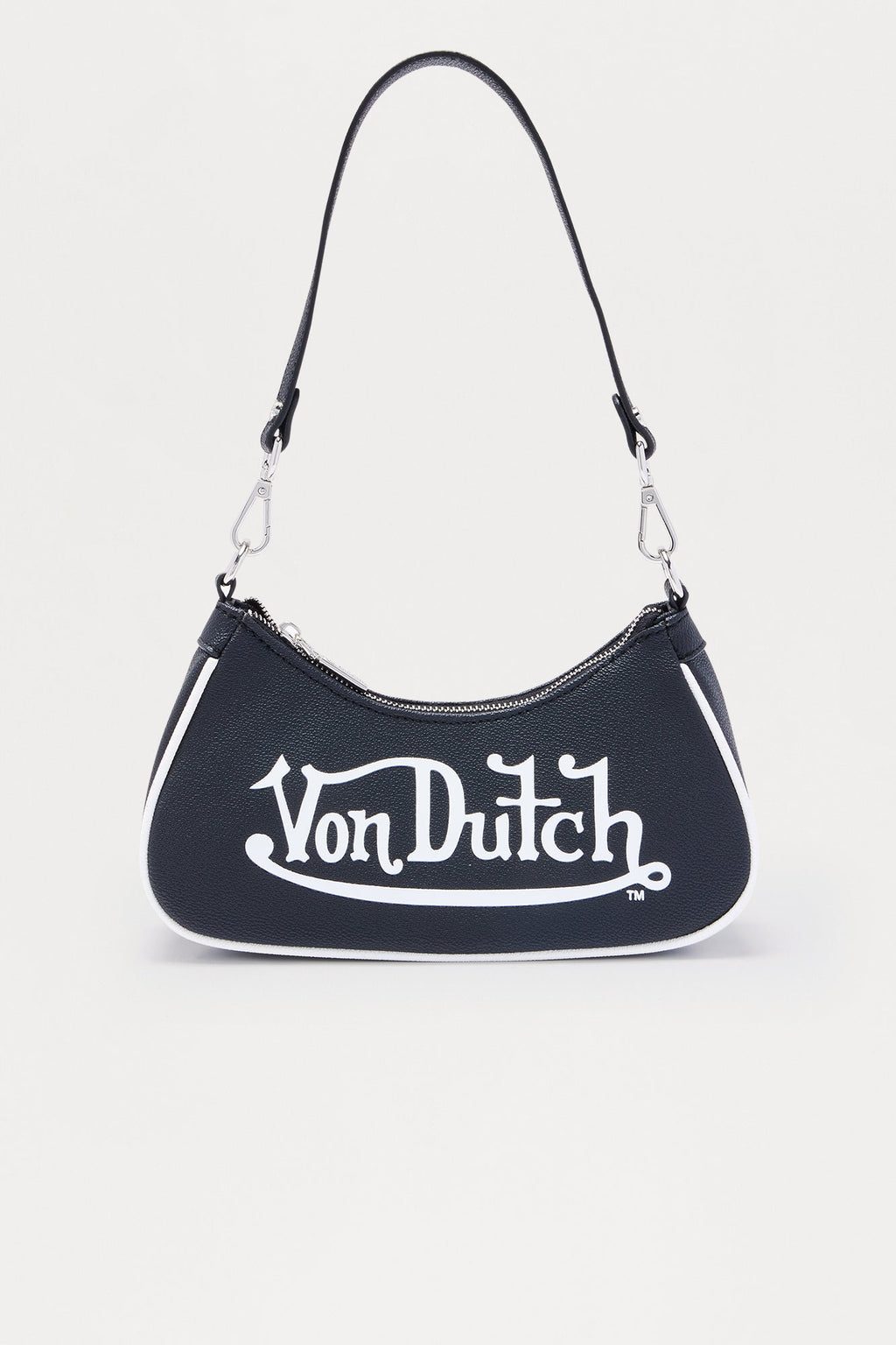 Classic Faux Leather Von Dutch Shoulder Bag - Black