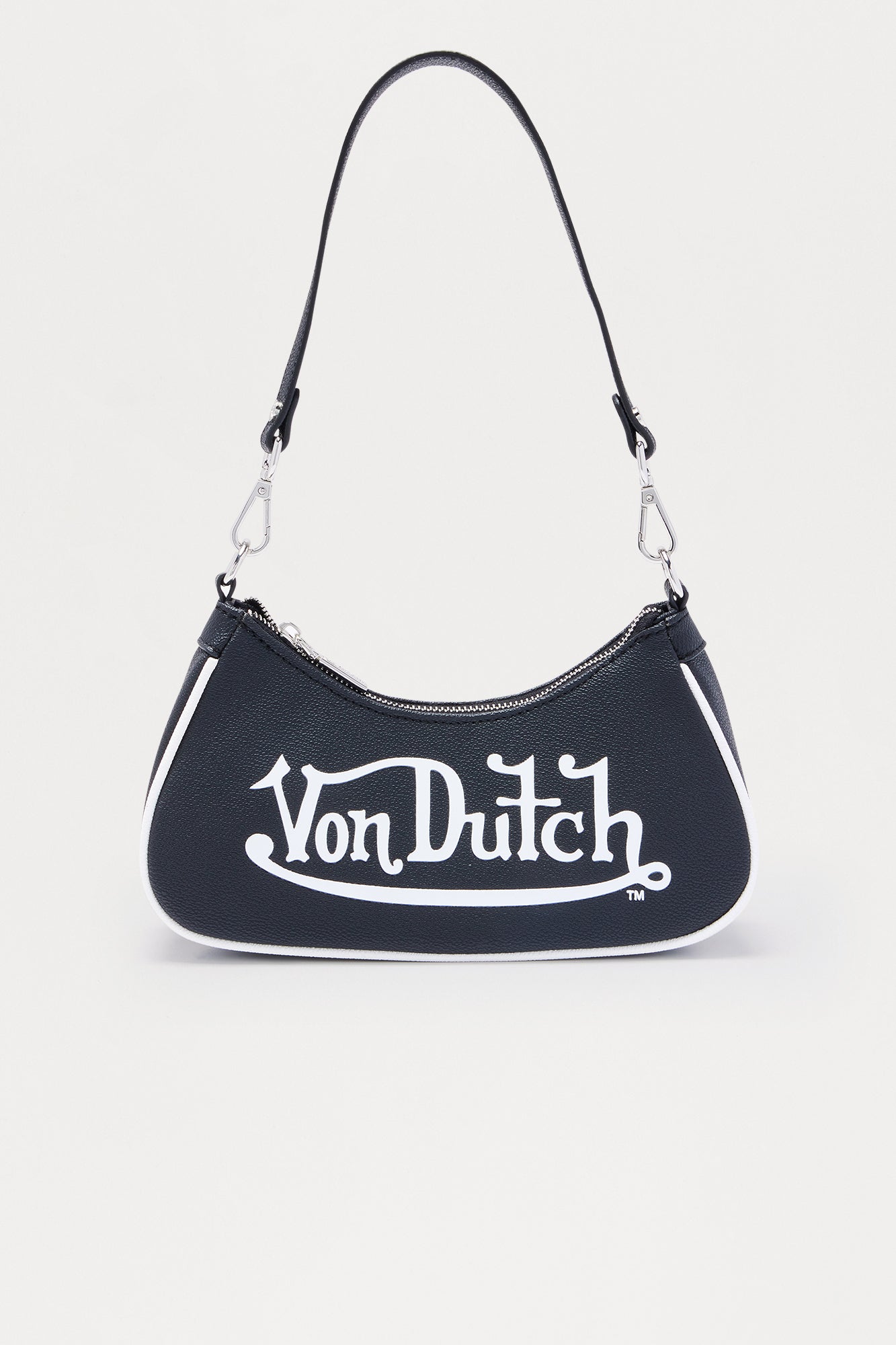 Classic Faux Leather Von Dutch Shoulder Bag - Black