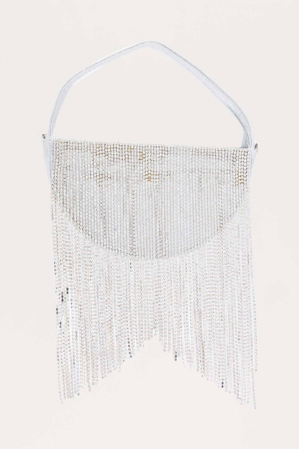 Crystal Moon Rain Rhinestone Clutch - Silver