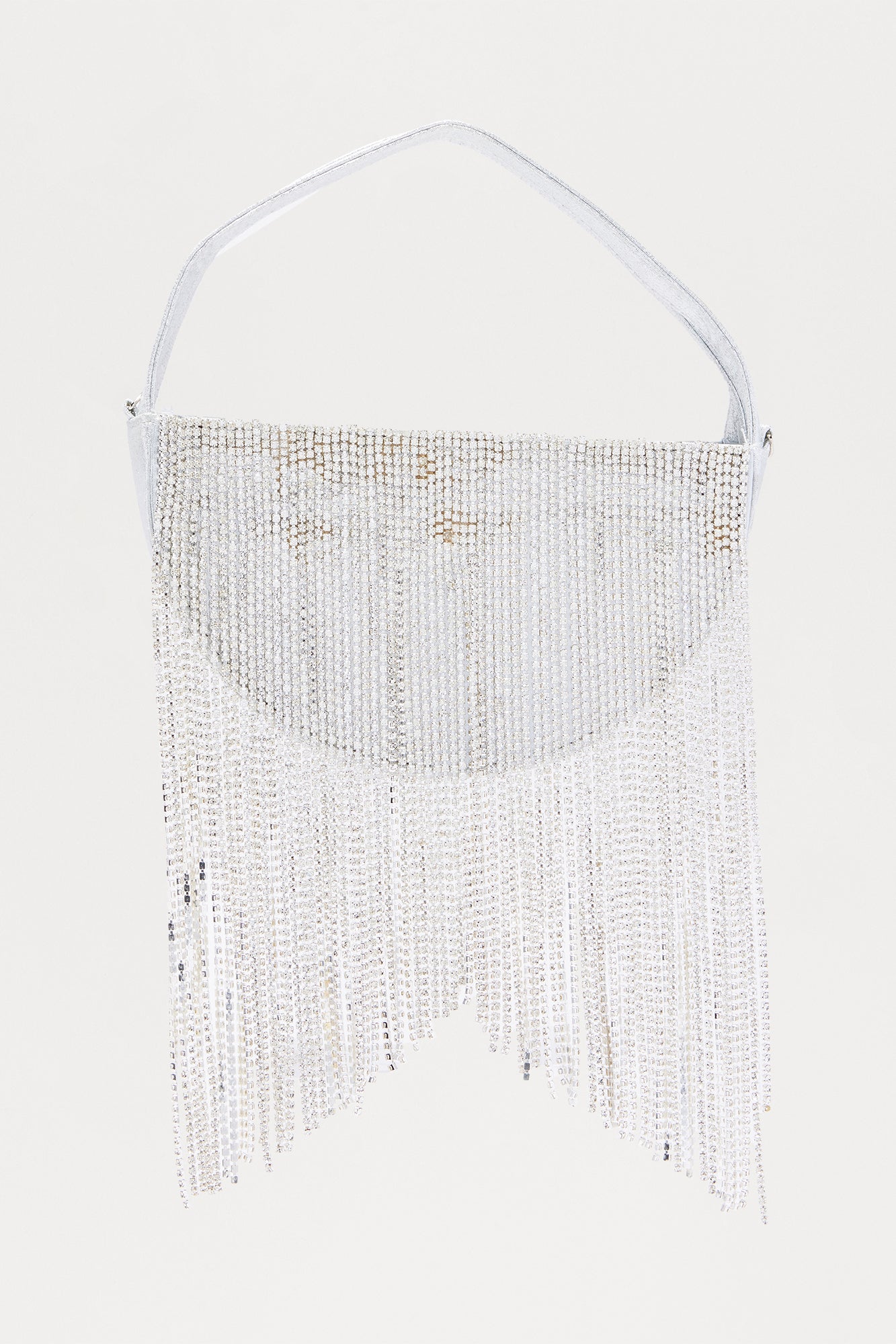 Crystal Moon Rain Rhinestone Clutch - Silver