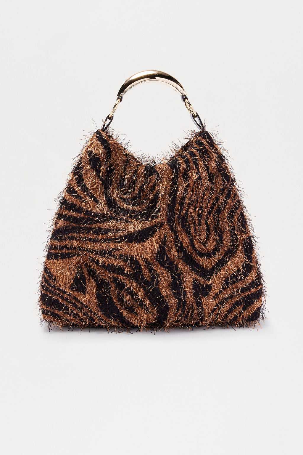 My Standard Faux Fur Shoulder Handbag - Brown/combo