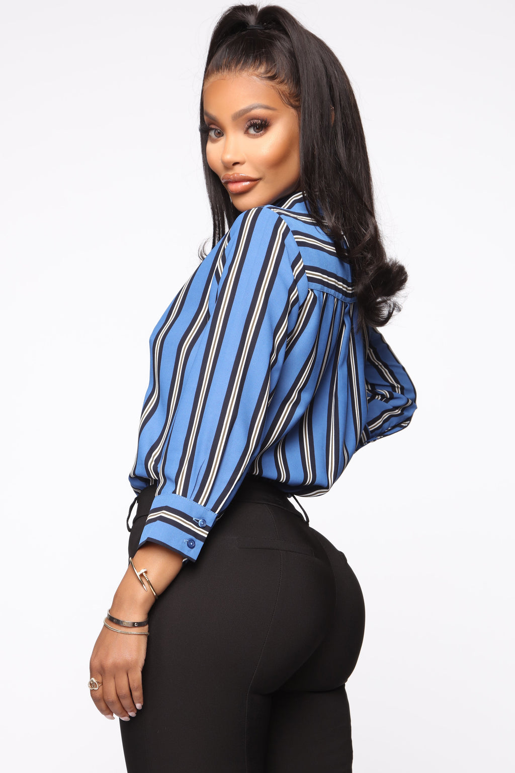 Stripes On Stripes Button Down Shirt - Blue