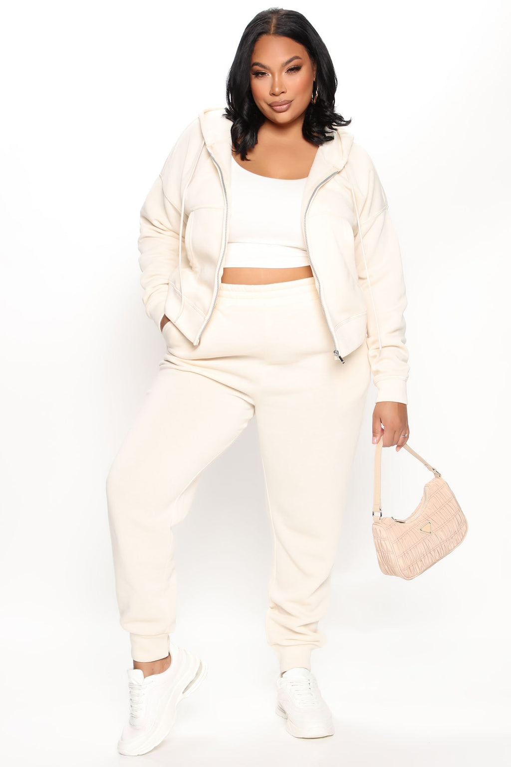 I Got This Zip Up Jacket And Jogger Set - Off White