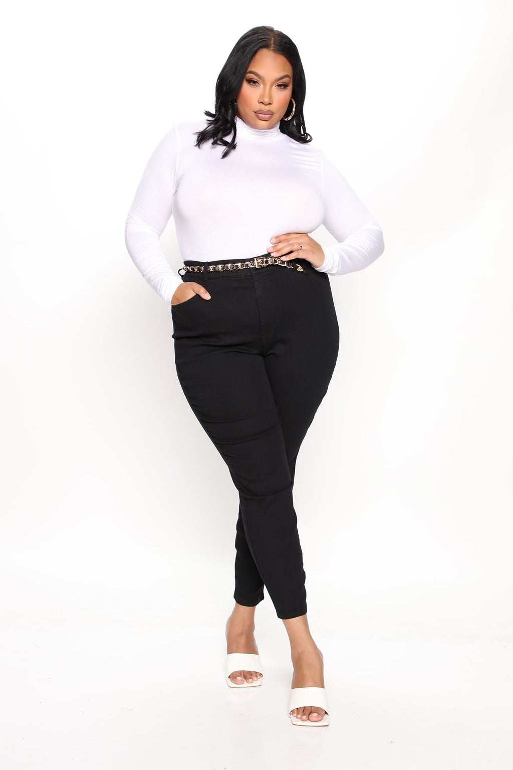 Pamela Turtle Neck Long Sleeve Top - Off White