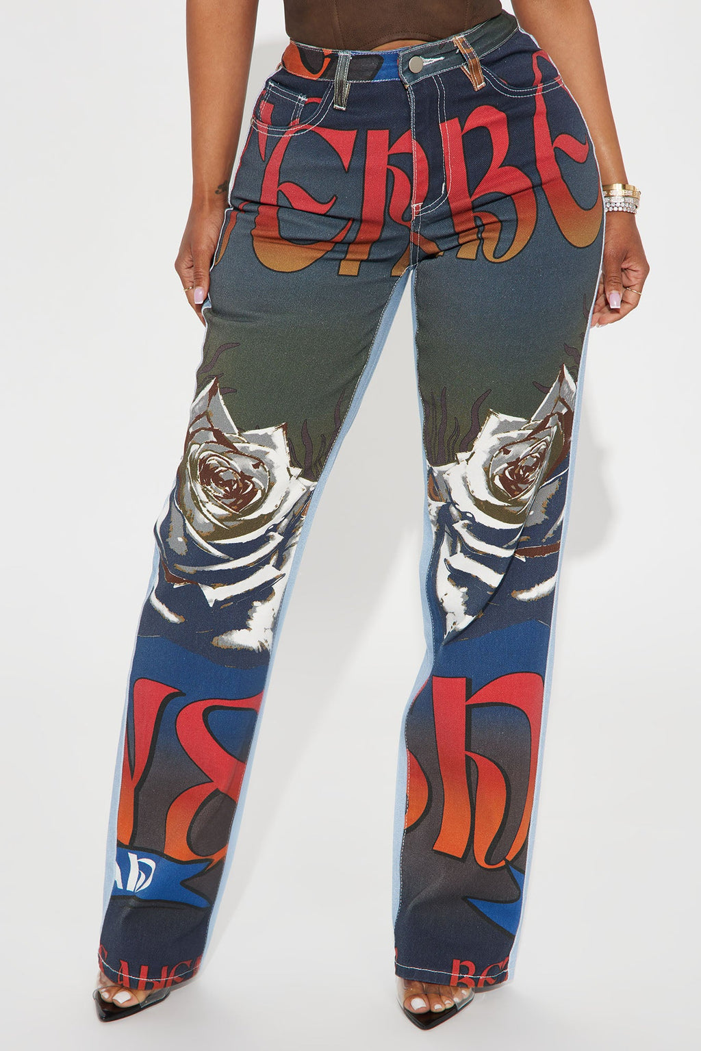 Louder Than Words Wide Leg Jeans - Multi Color