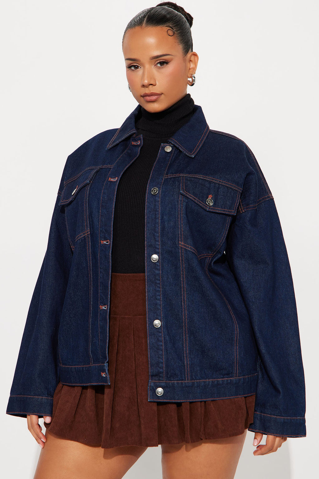 We're All Good Oversized Denim Jacket - Dark Wash