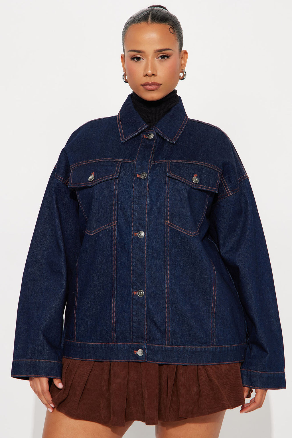 We're All Good Oversized Denim Jacket - Dark Wash