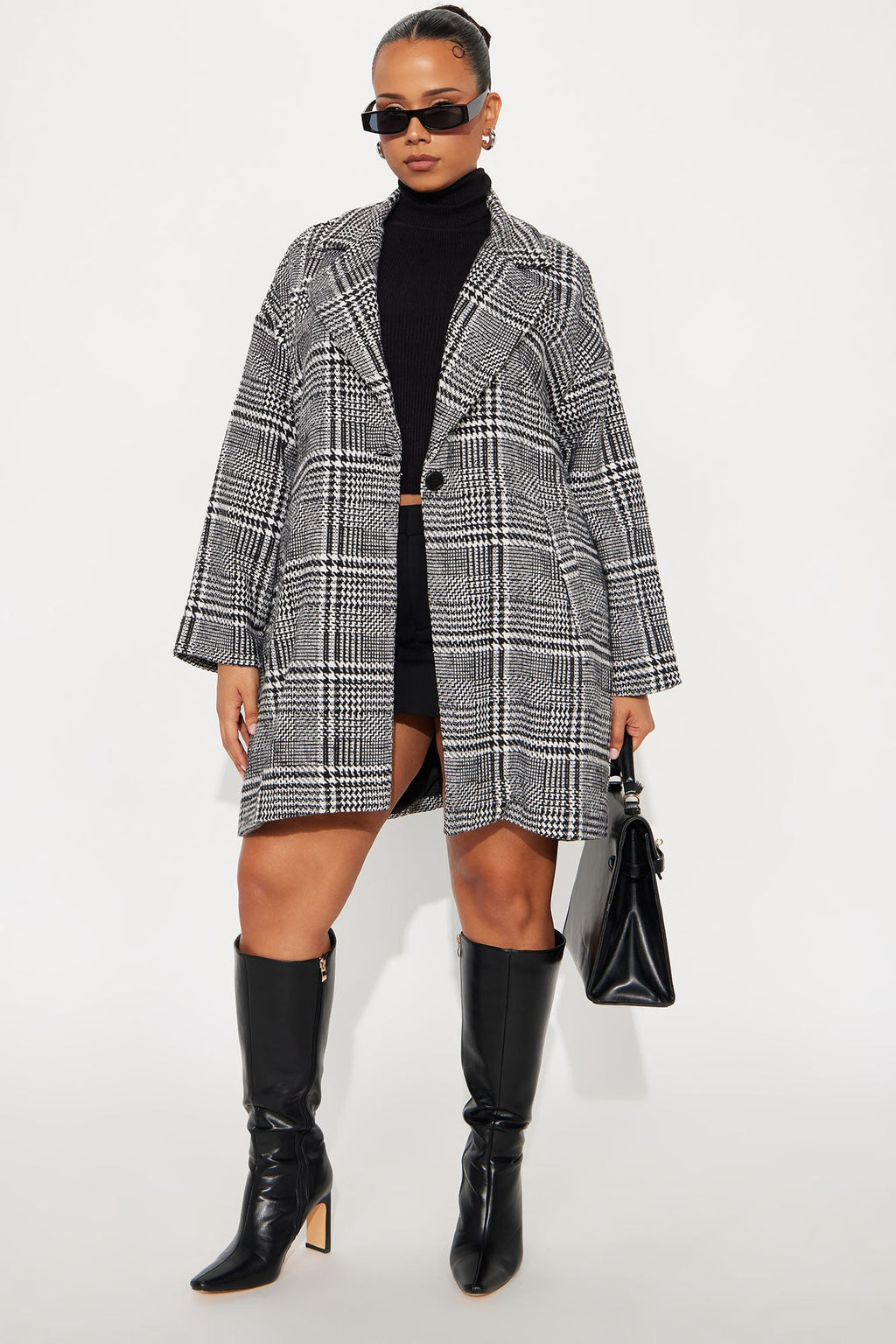 Freya Plaid Wool Coat - Black/combo