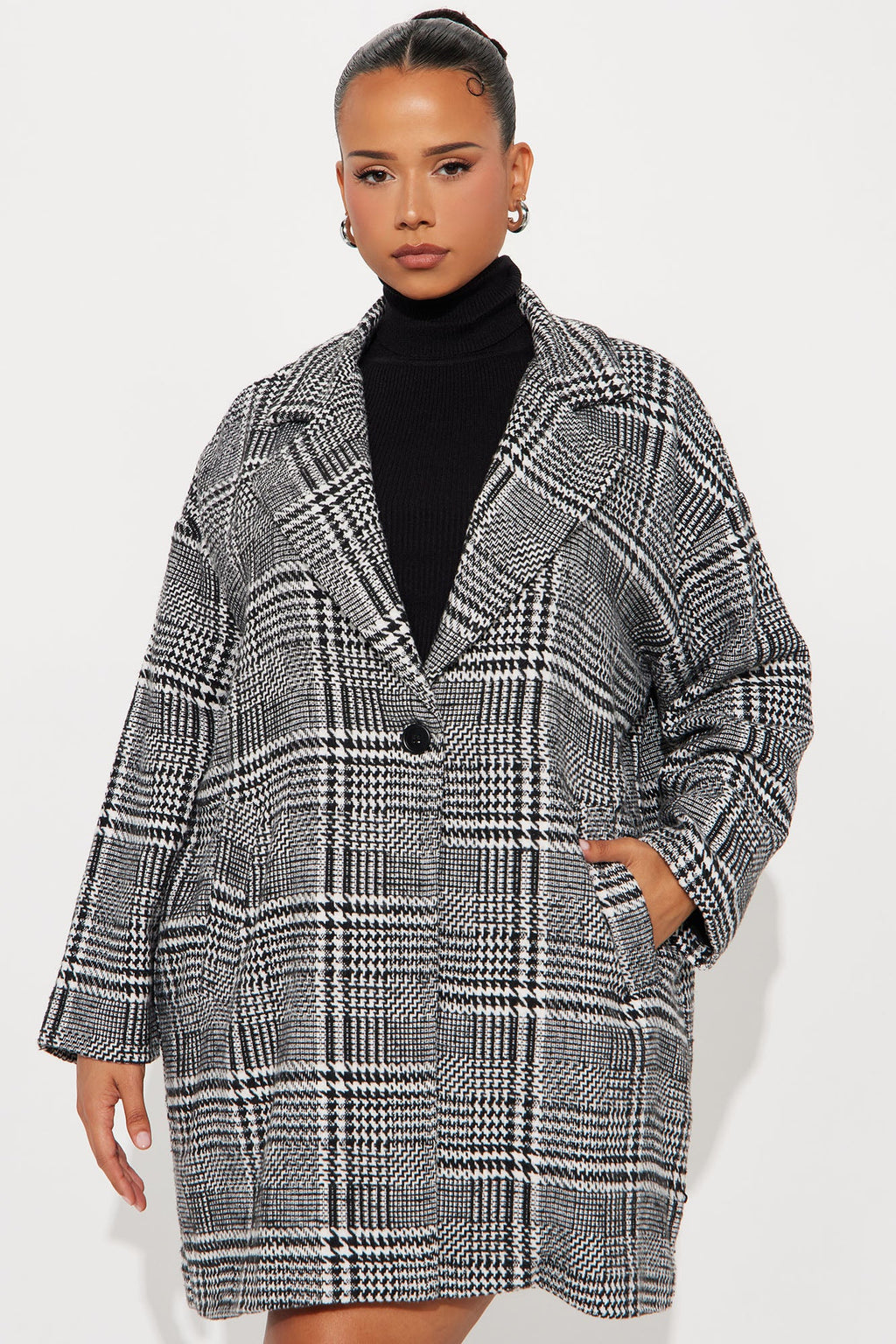 Freya Plaid Wool Coat - Black/combo