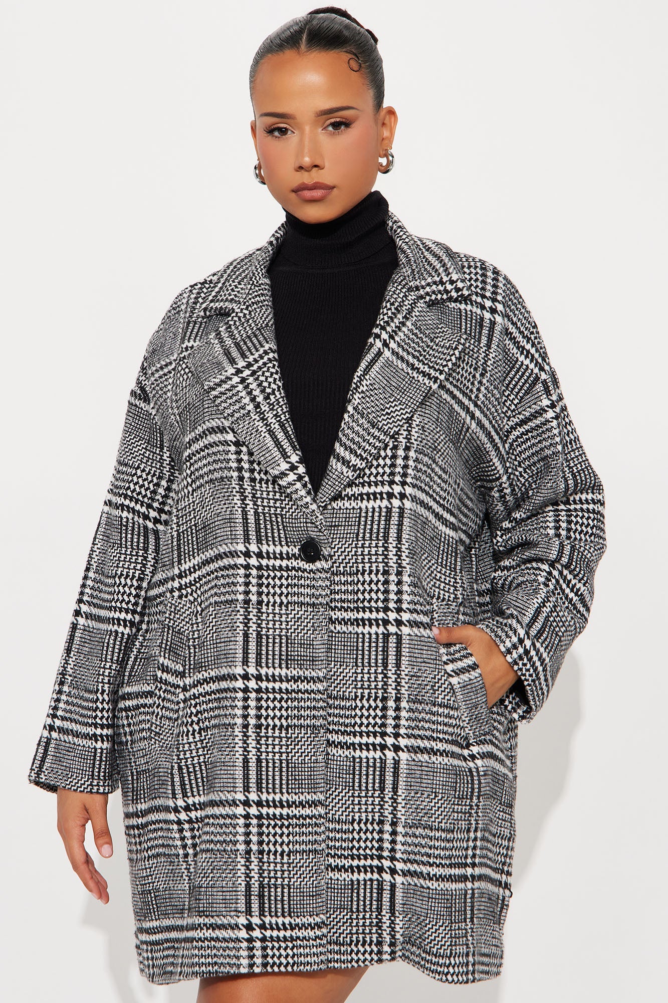 Freya Plaid Wool Coat - Black/combo