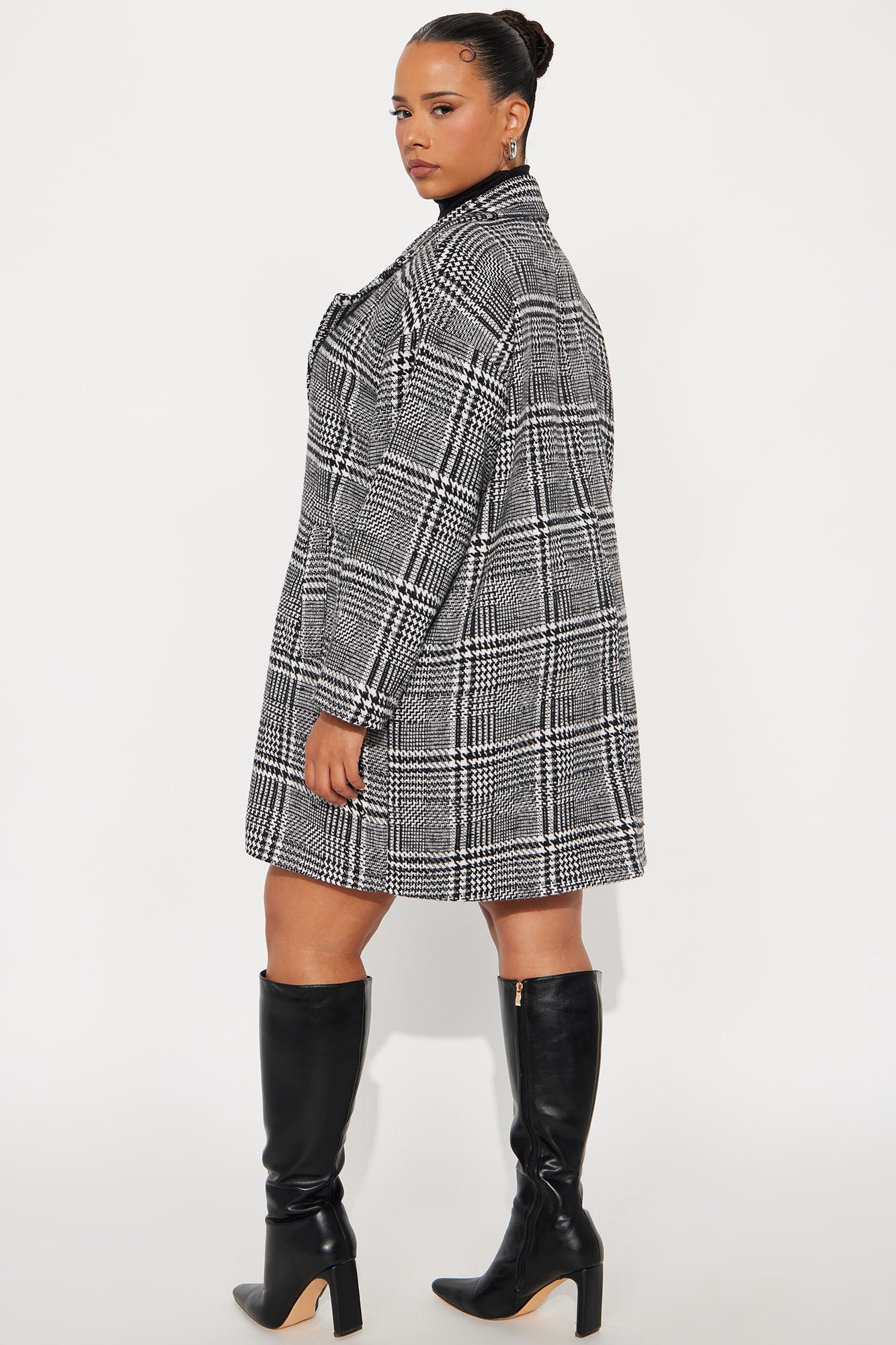 Freya Plaid Wool Coat - Black/combo