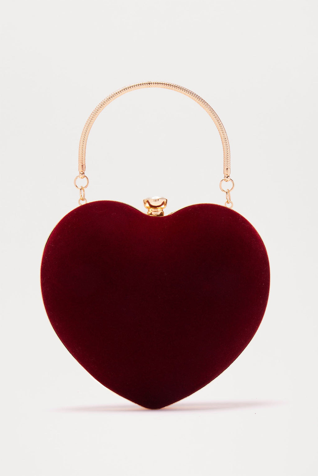 Sweetheart Luxe Velvet Heart Clutch - Burgundy
