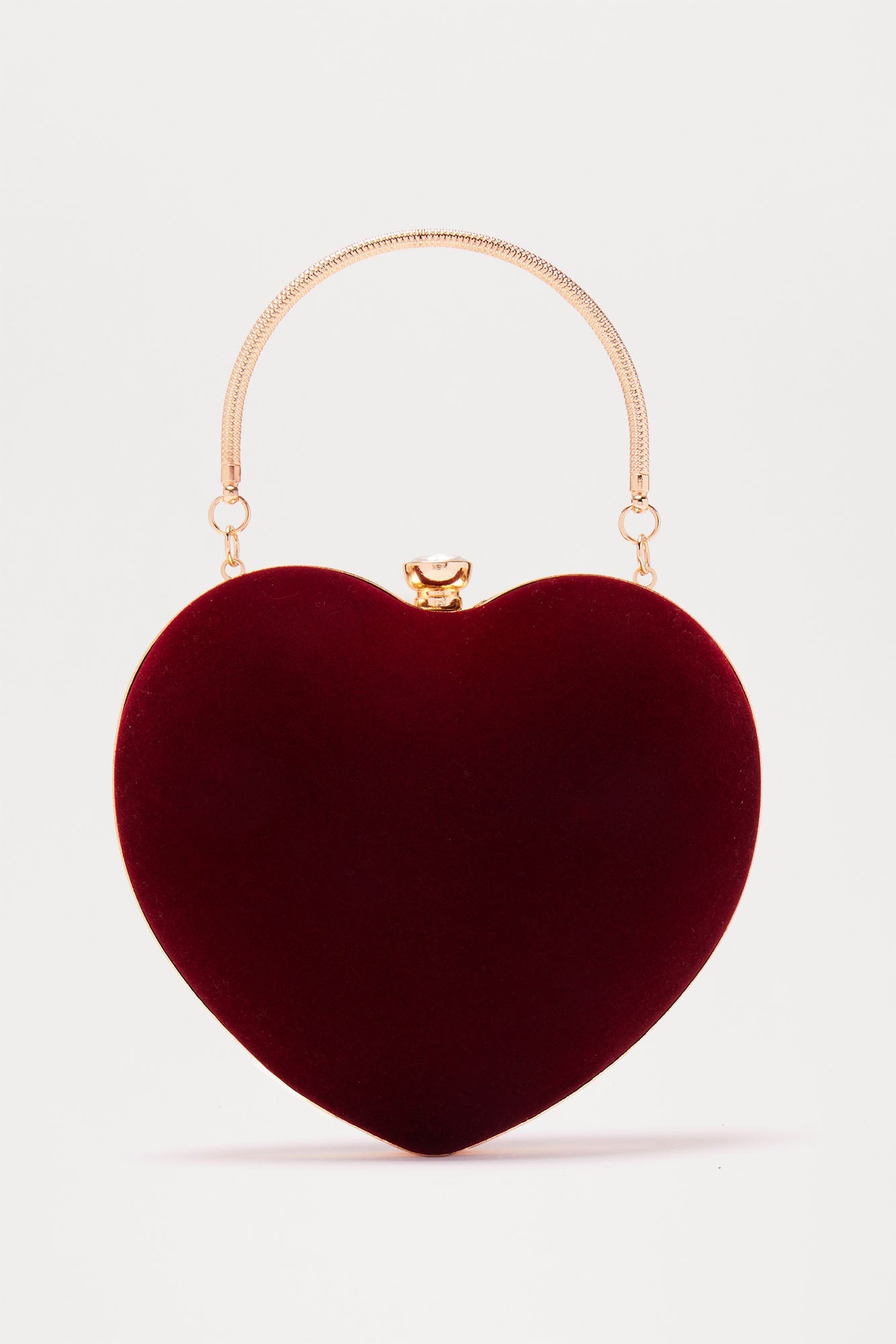 Sweetheart Luxe Velvet Heart Clutch - Burgundy
