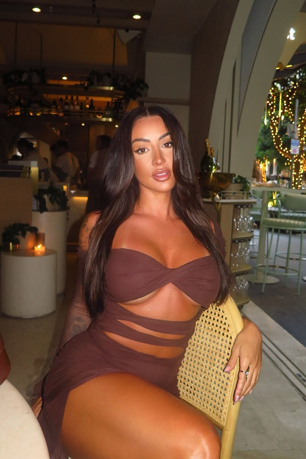 Michelle Mesh Mini Dress - Chocolate