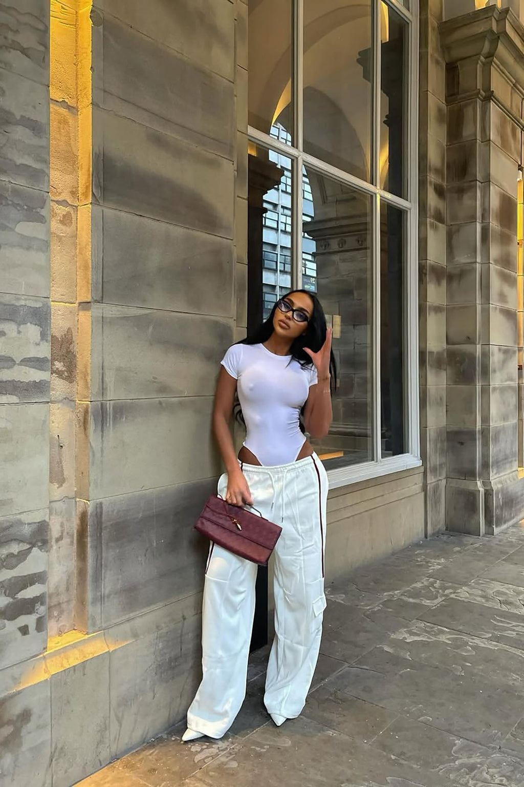 Leanne Crew Neck Bodysuit - White