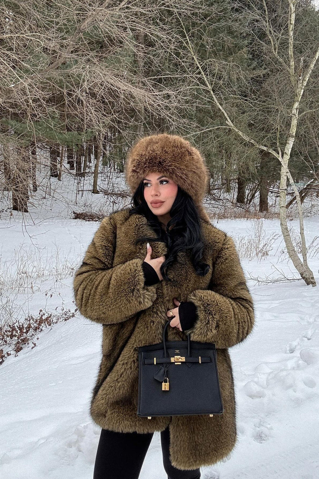 So Demure Faux Fur Coat - Brown