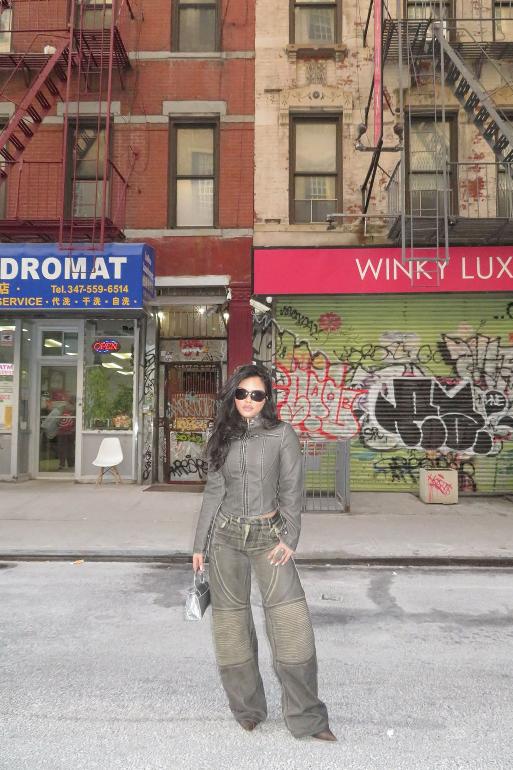 Leona Faux Leather Lace Up Jacket - Black