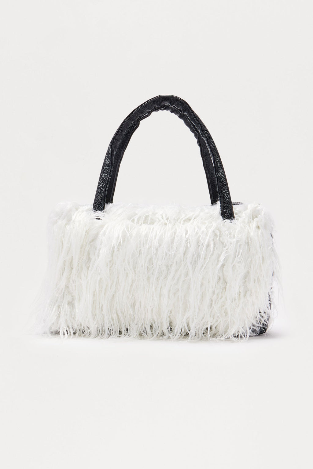 Mane Event Faux Fur Shoulder Handbag - White/Black